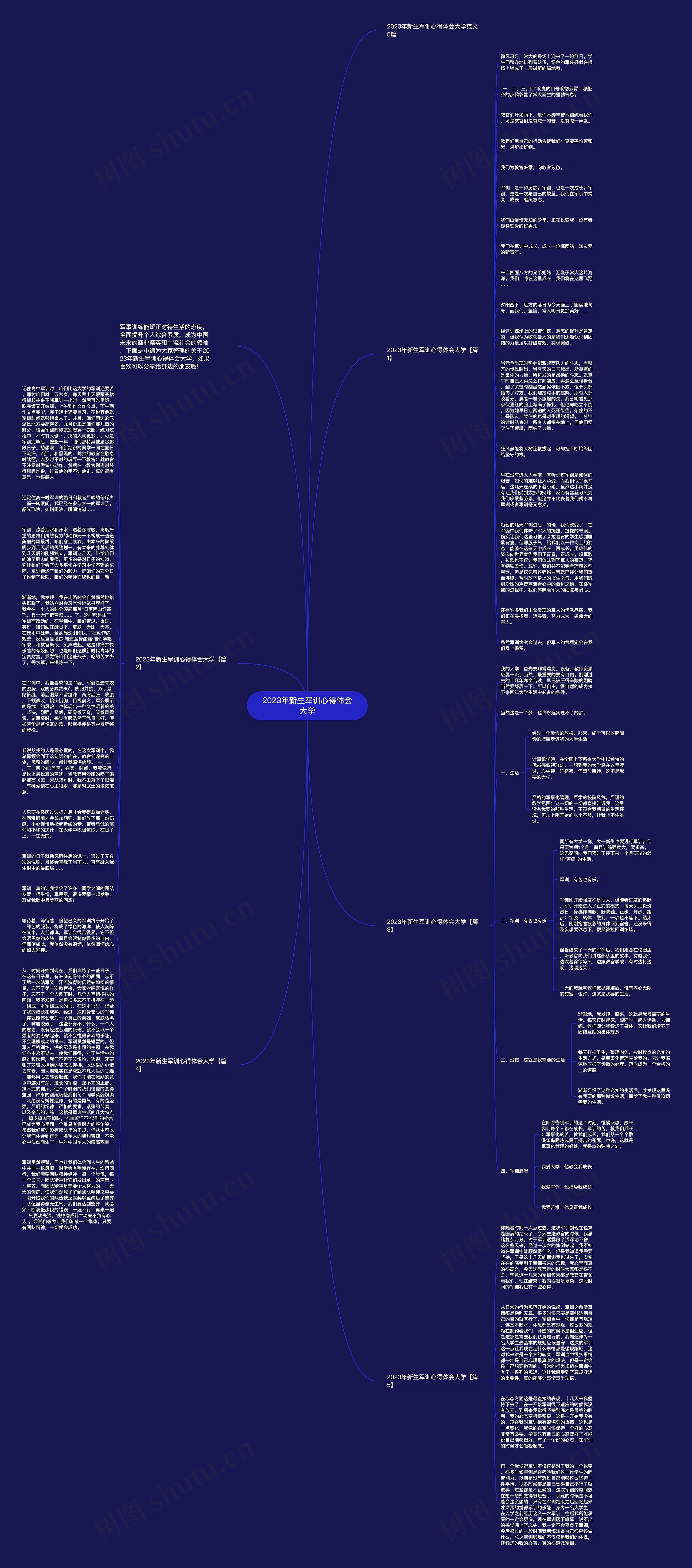 2023年新生军训心得体会大学思维导图