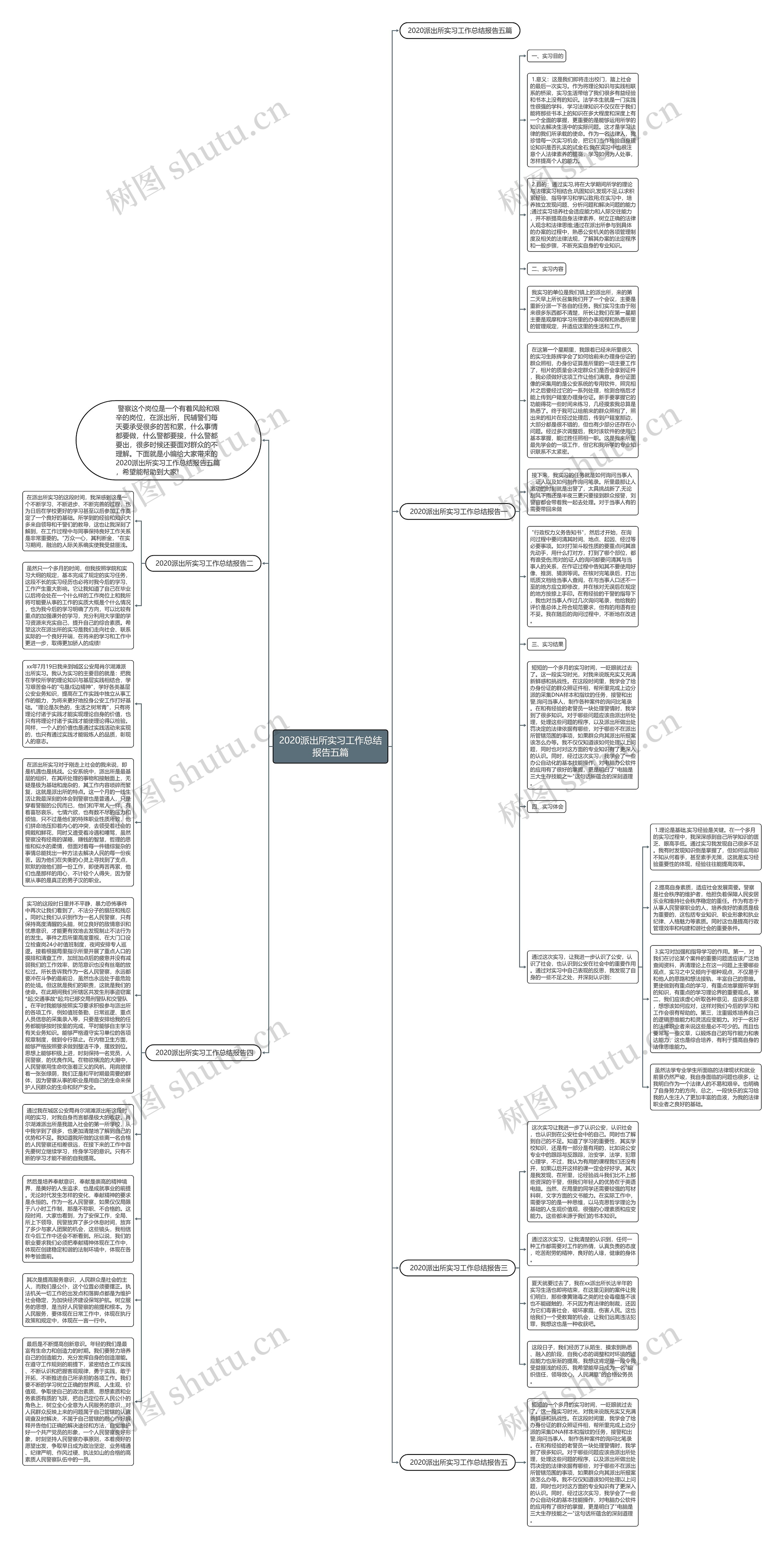 2020派出所实习工作总结报告五篇思维导图