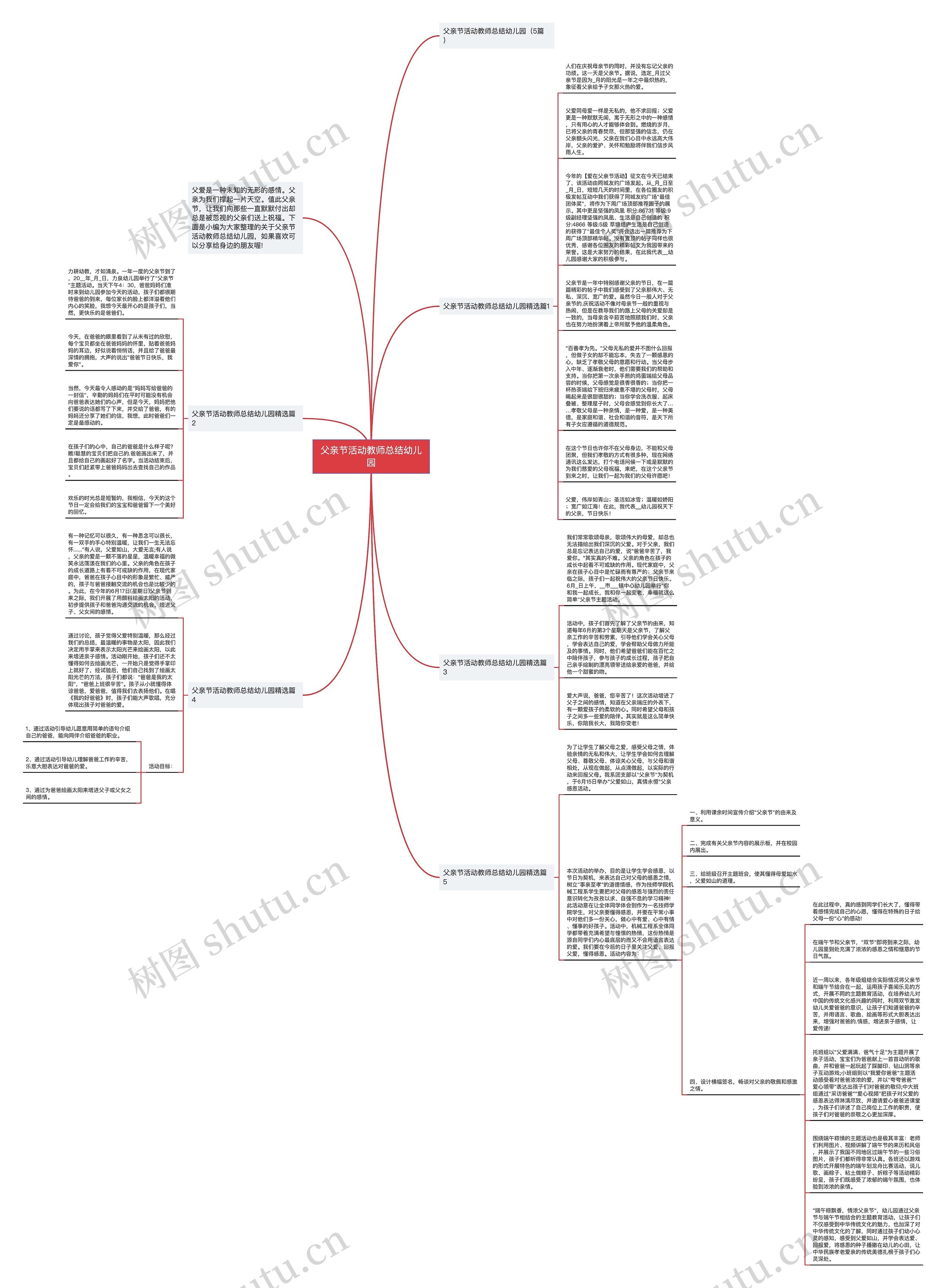父亲节活动教师总结幼儿园思维导图