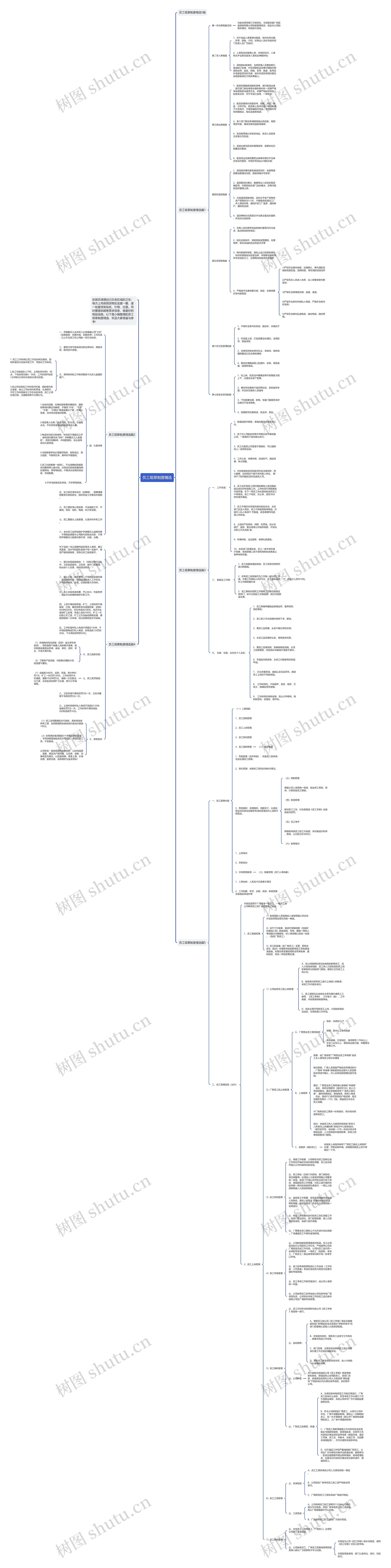 员工规章制度精选思维导图