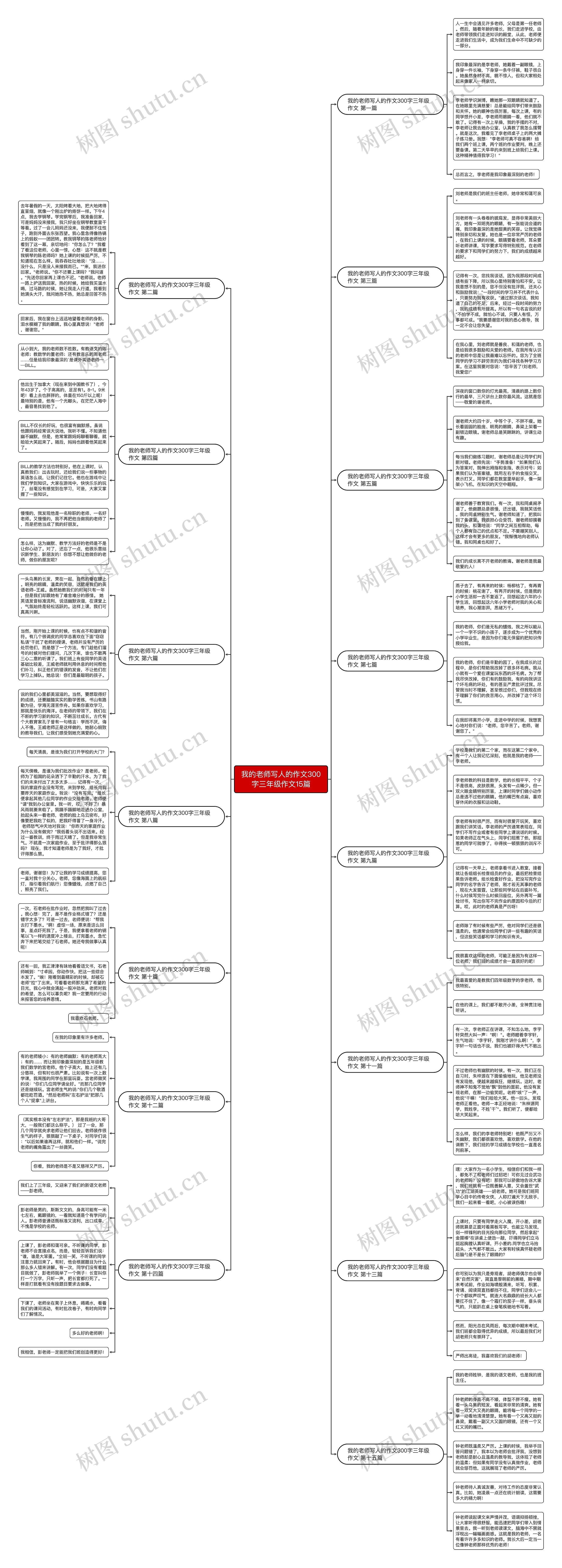 我的老师写人的作文300字三年级作文15篇思维导图