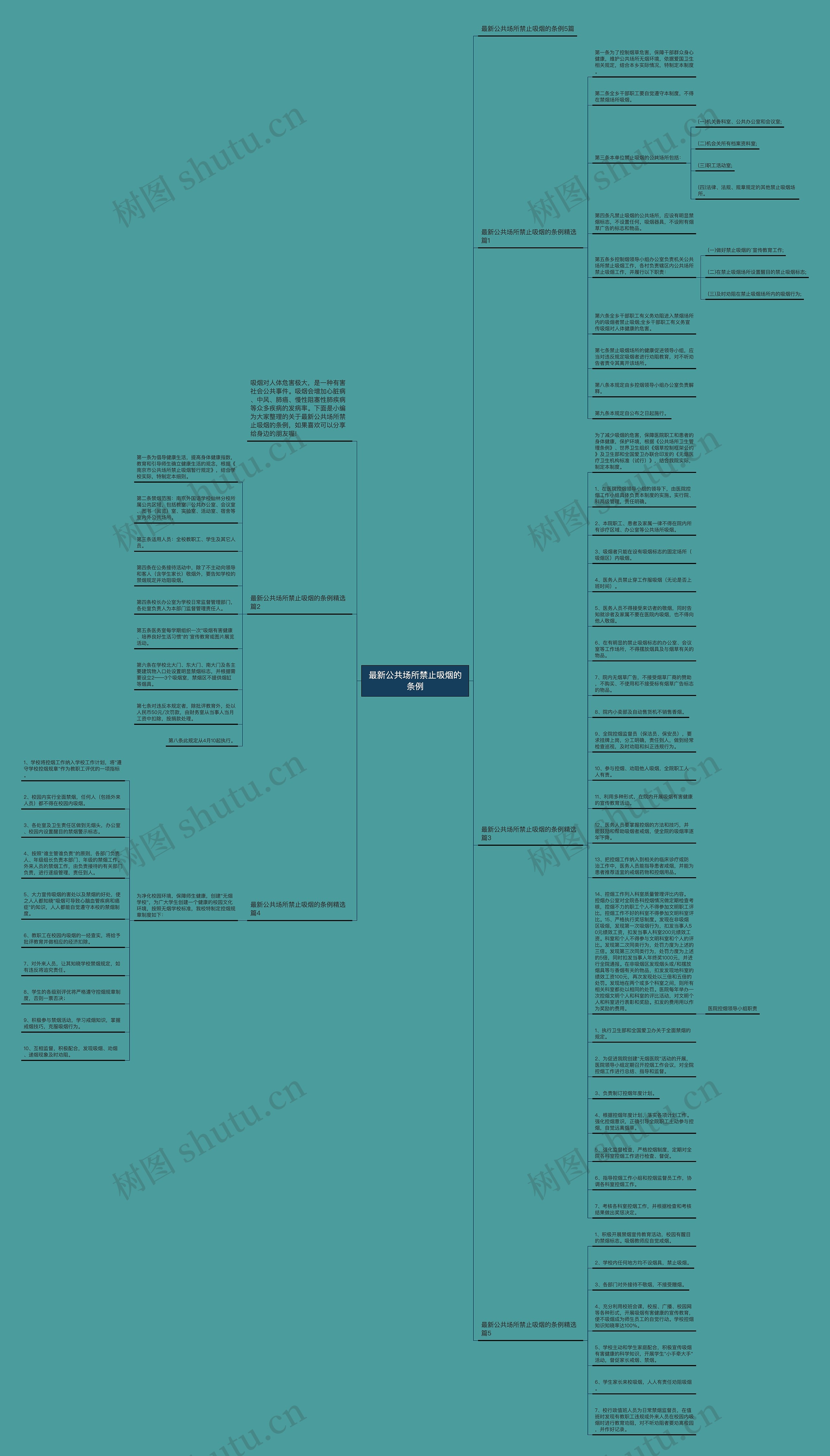 最新公共场所禁止吸烟的条例思维导图
