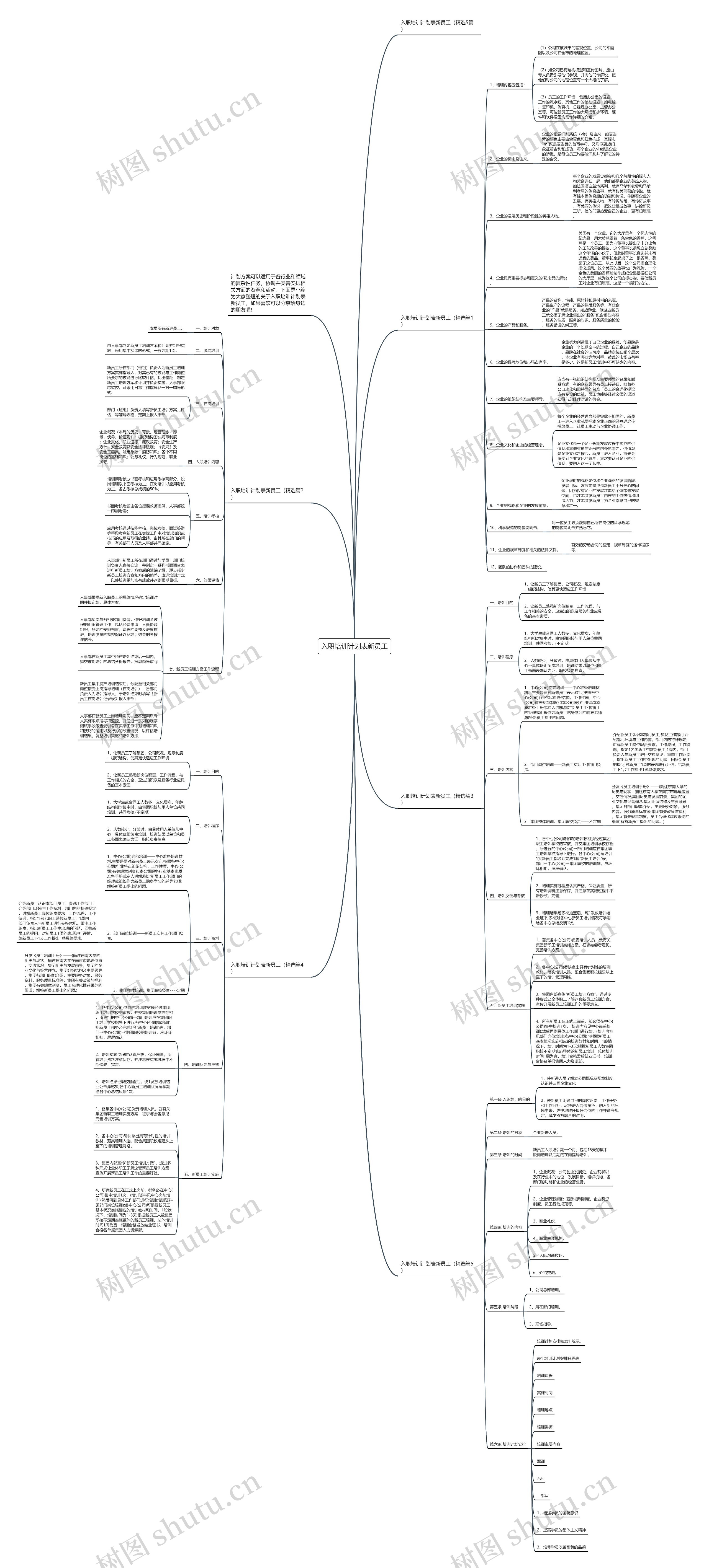 入职培训计划表新员工思维导图