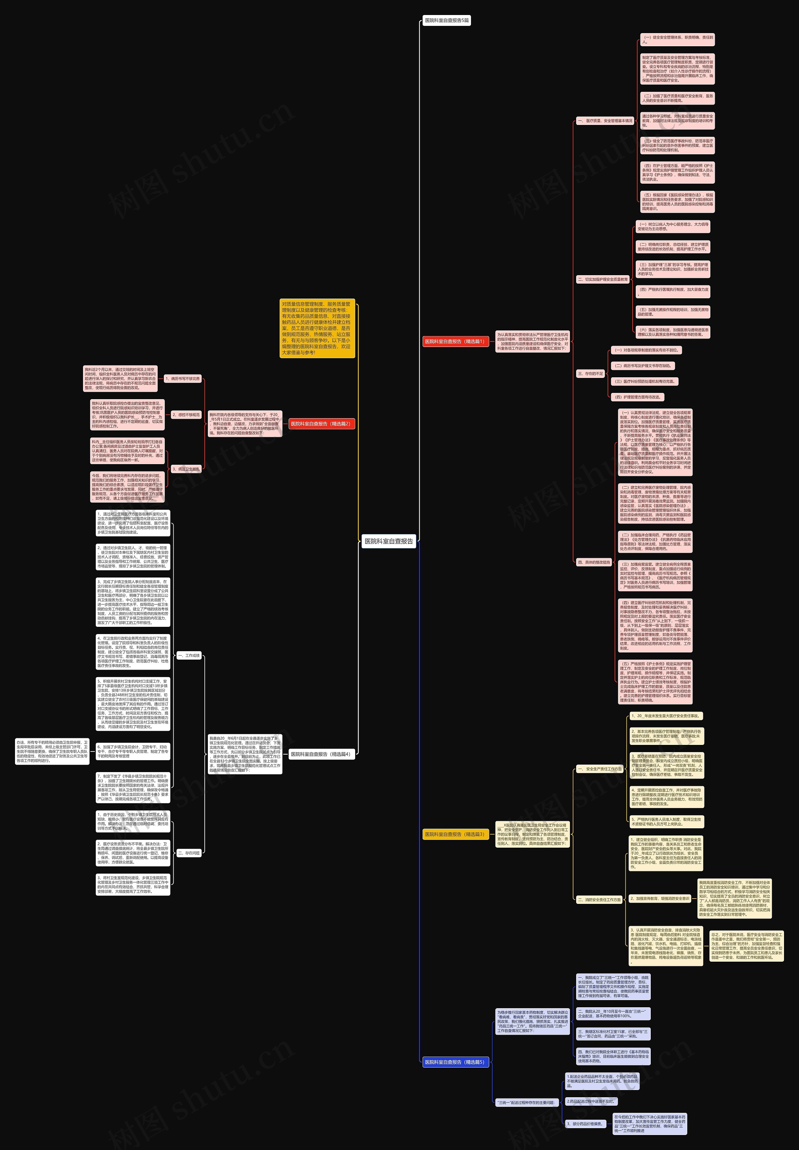 医院科室自查报告思维导图