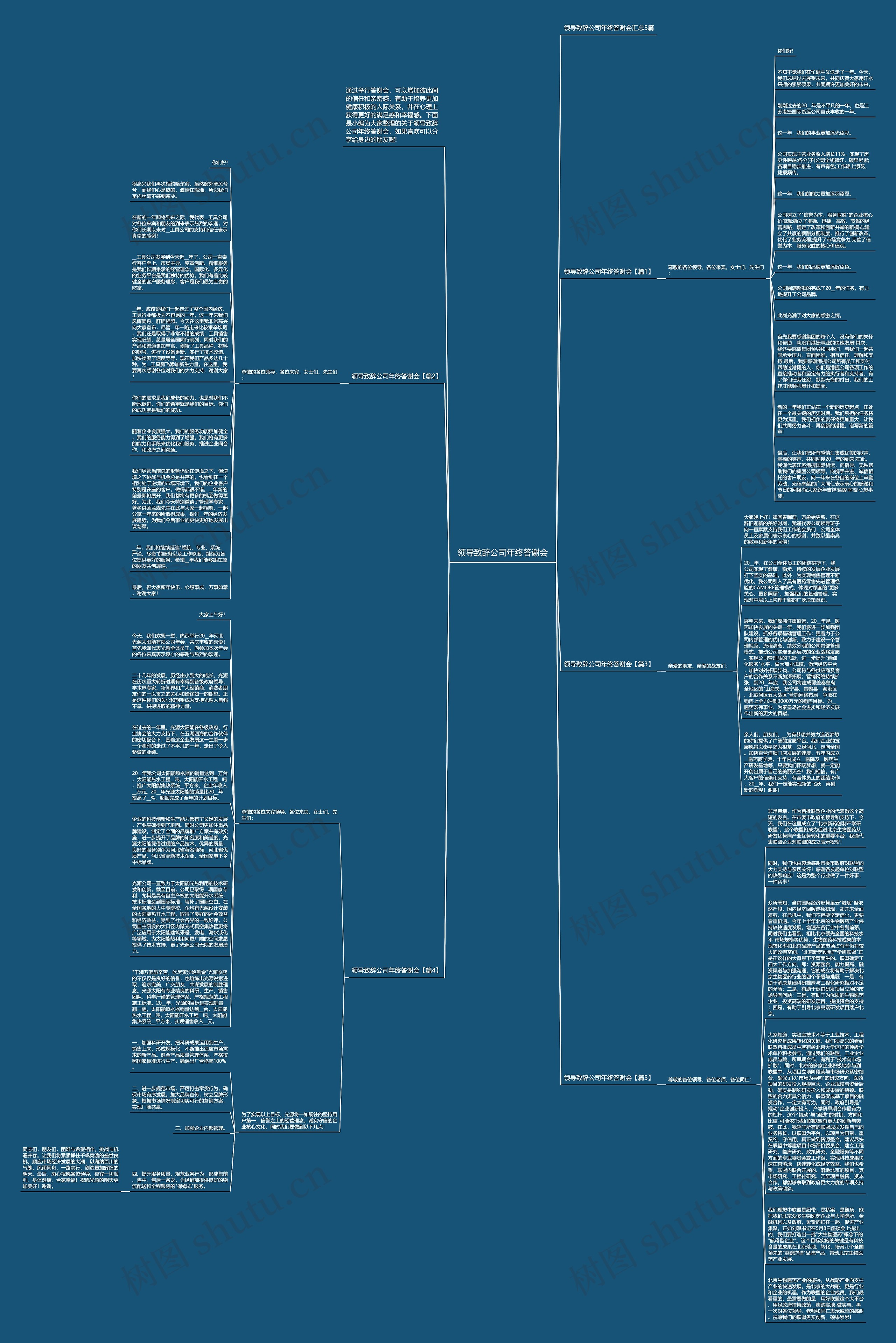 领导致辞公司年终答谢会思维导图