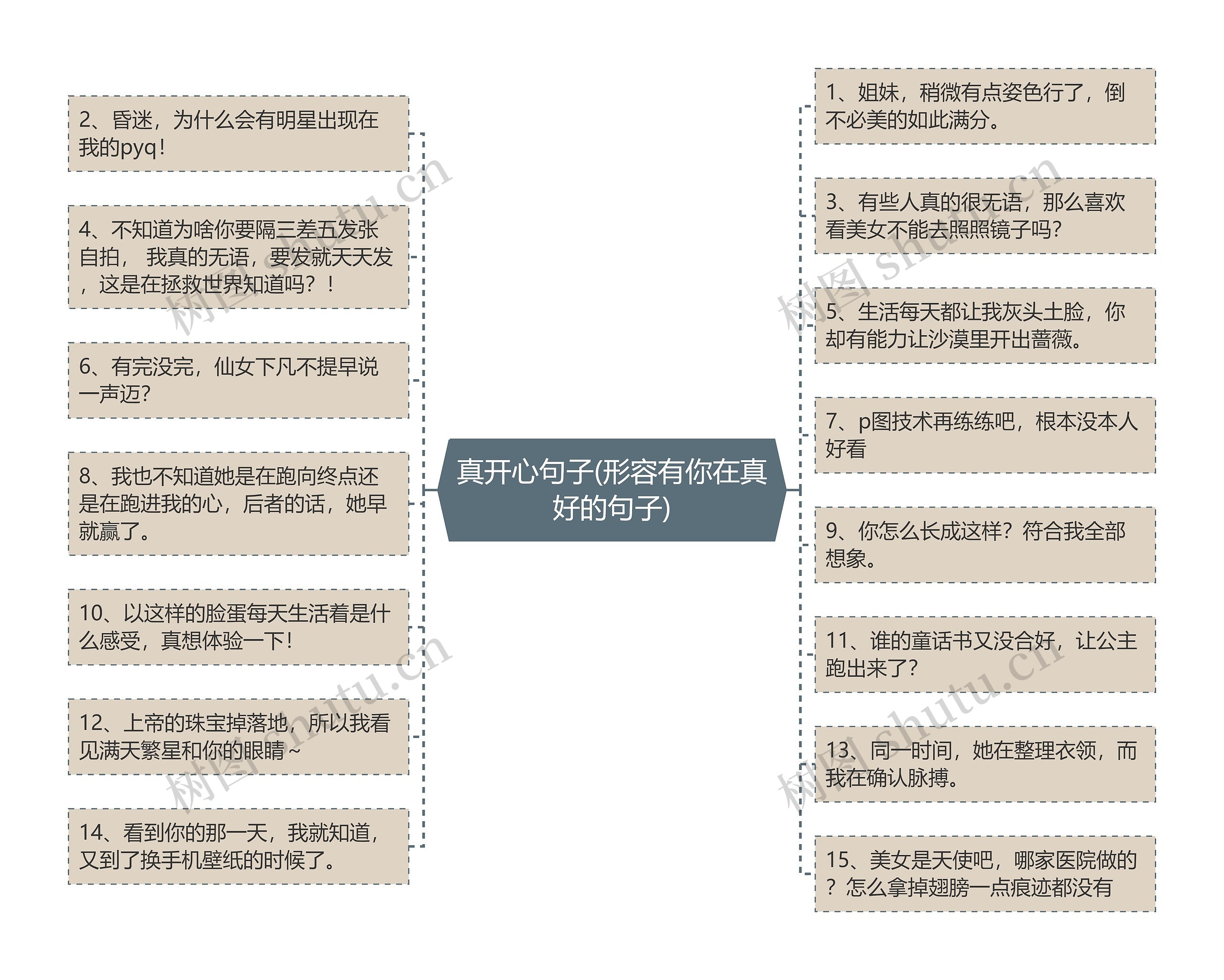 真开心句子(形容有你在真好的句子)思维导图