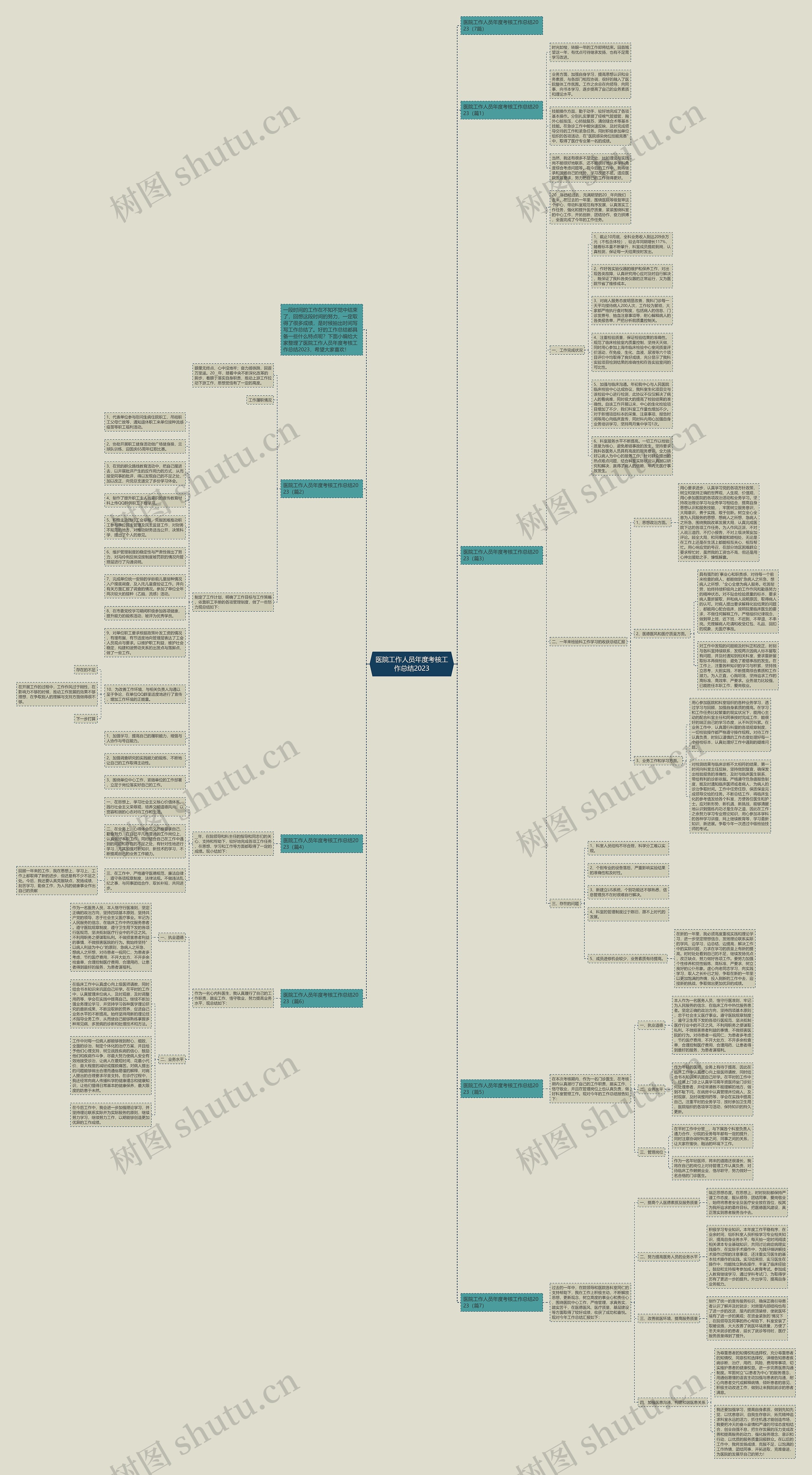 医院工作人员年度考核工作总结2023思维导图