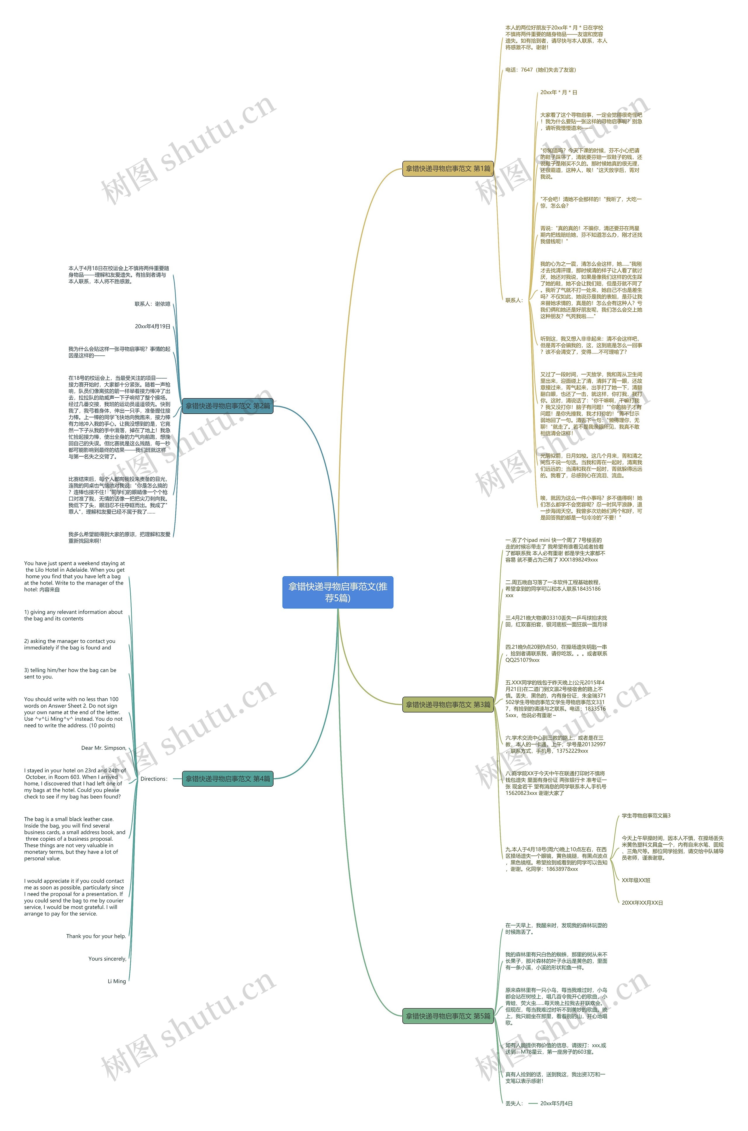 拿错快递寻物启事范文(推荐5篇)思维导图
