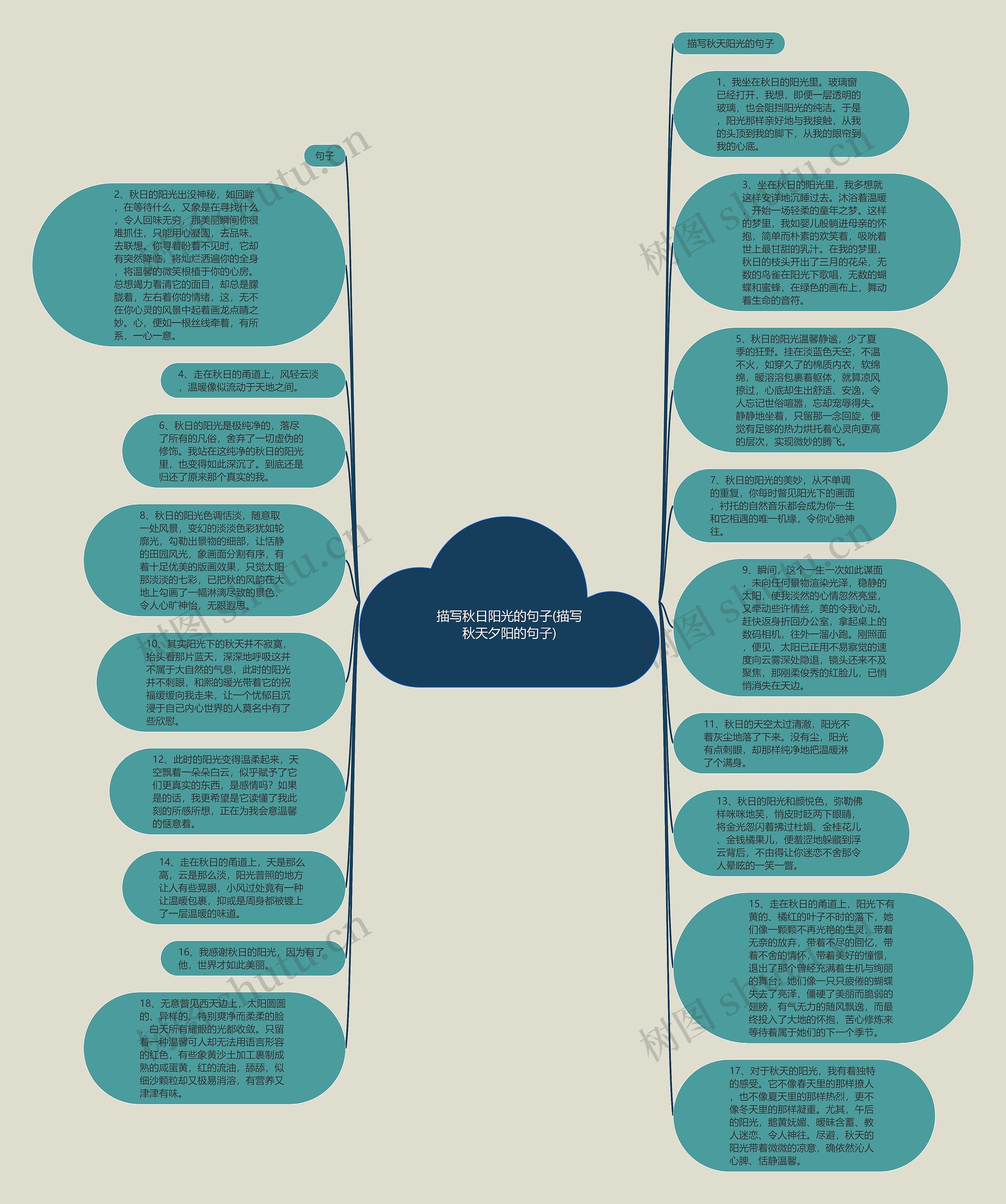 描写秋日阳光的句子(描写秋天夕阳的句子)思维导图