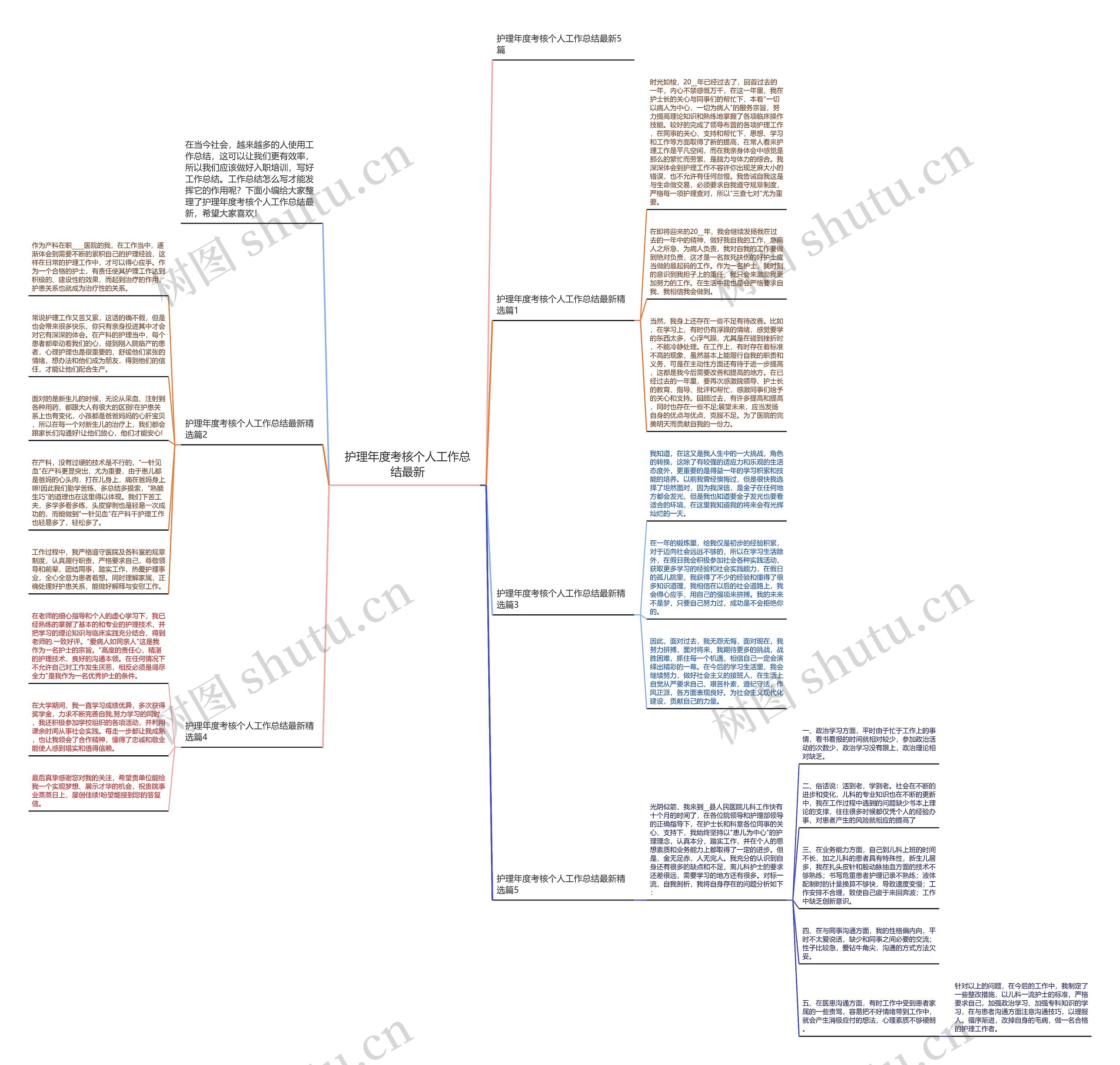 护理年度考核个人工作总结最新思维导图