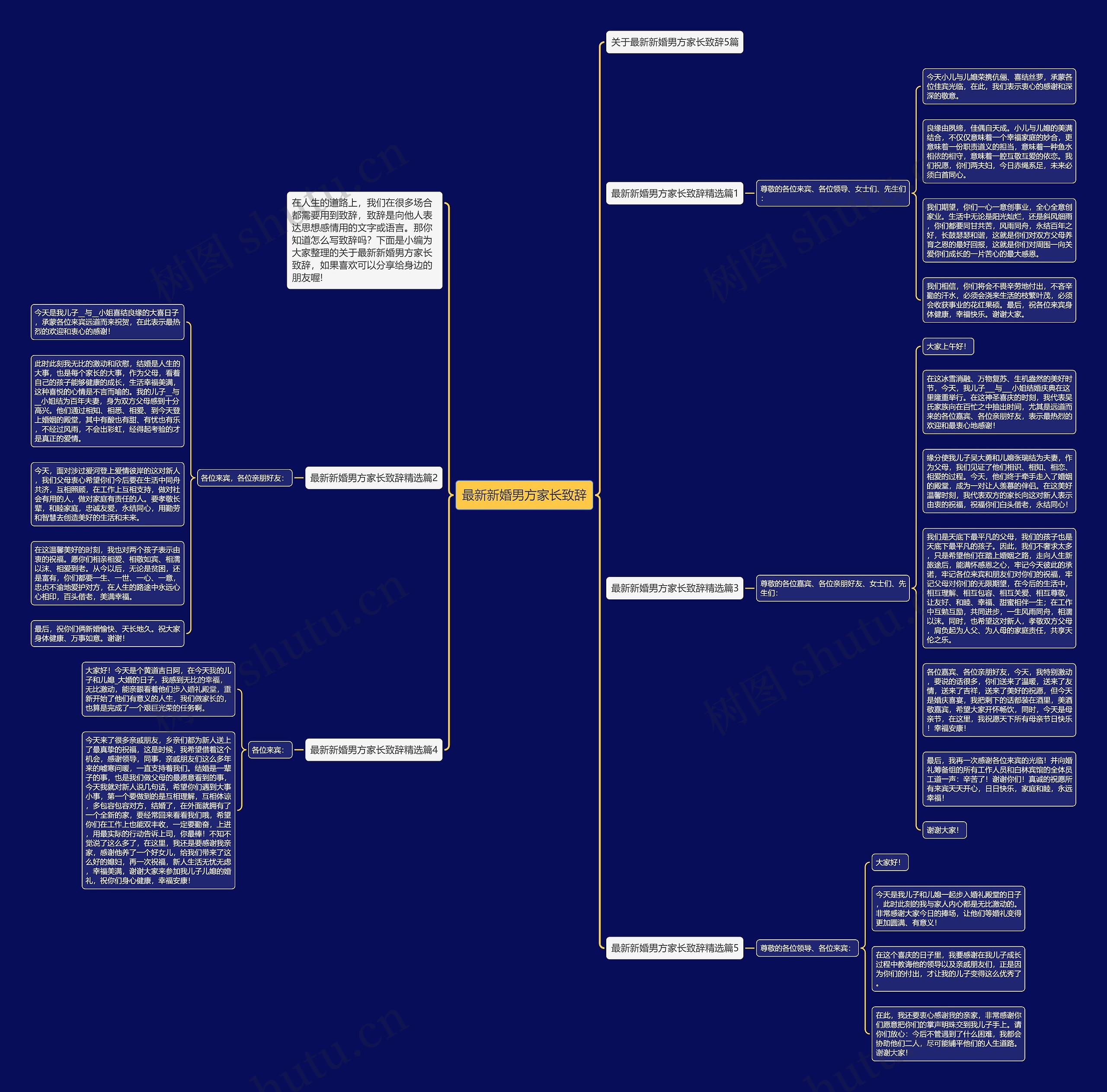 最新新婚男方家长致辞思维导图