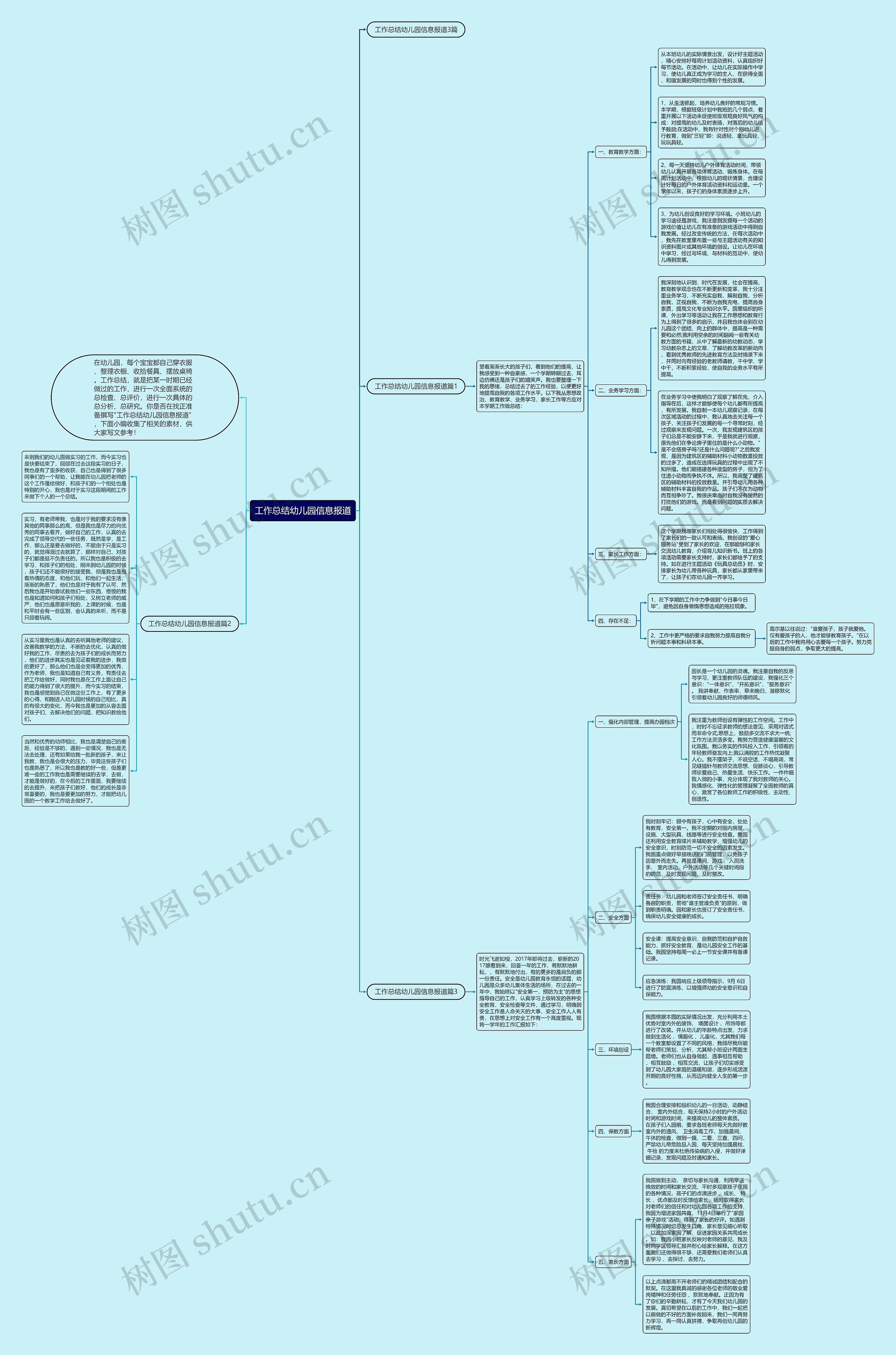 工作总结幼儿园信息报道思维导图