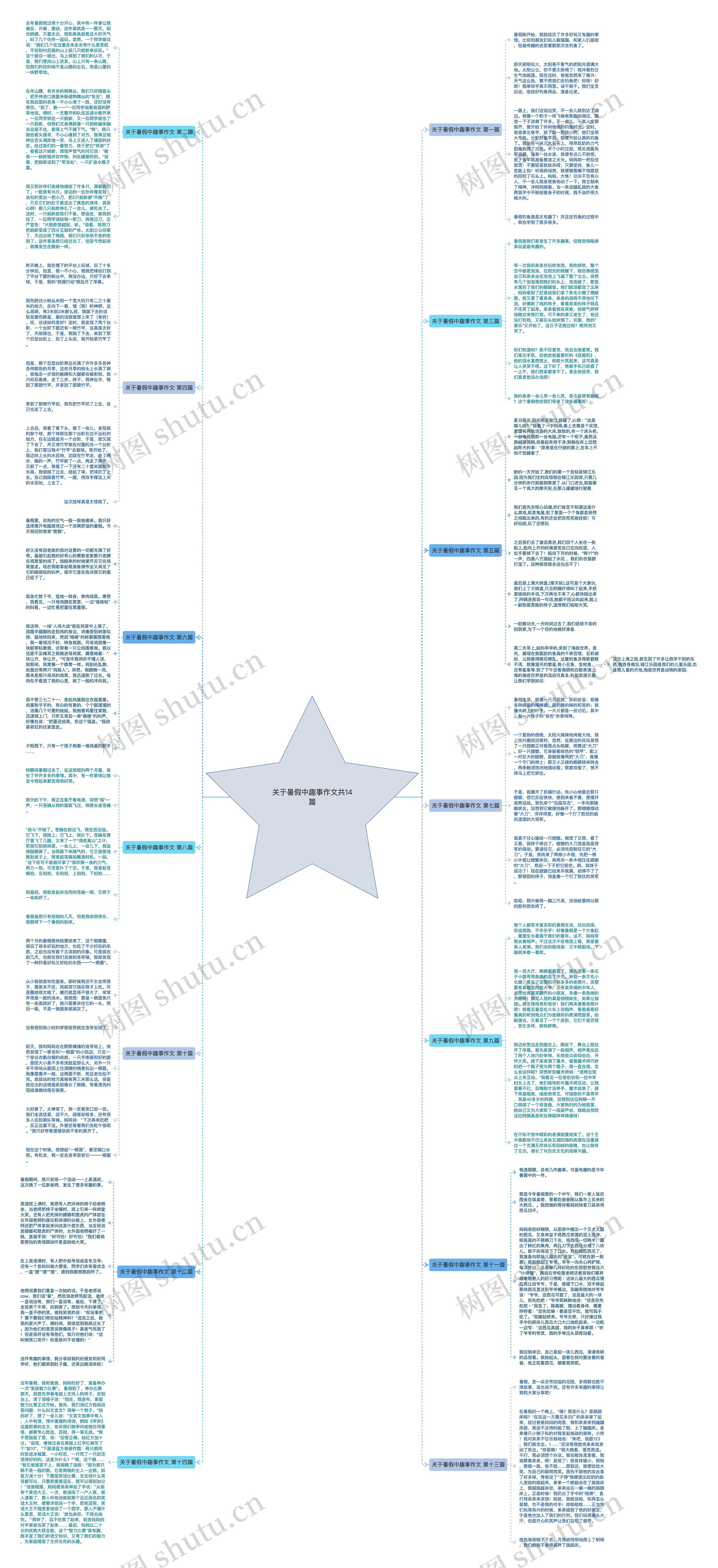 关于暑假中趣事作文共14篇思维导图