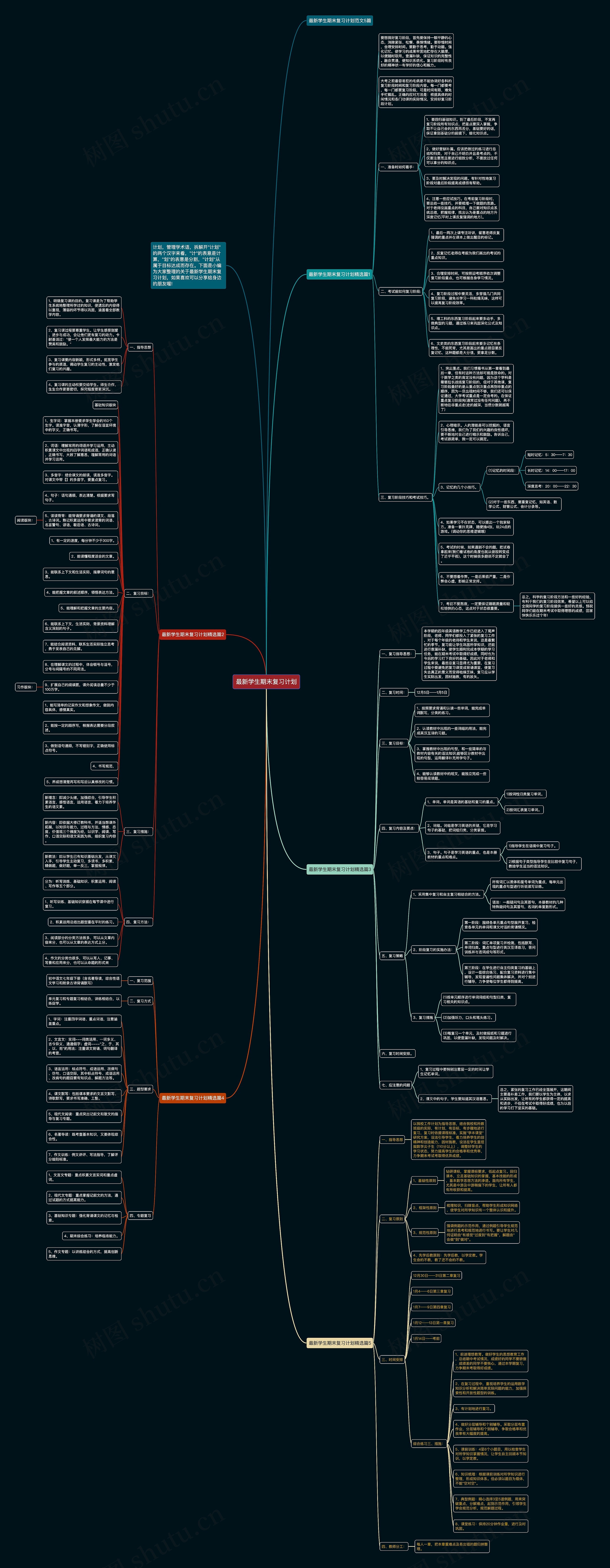 最新学生期末复习计划思维导图