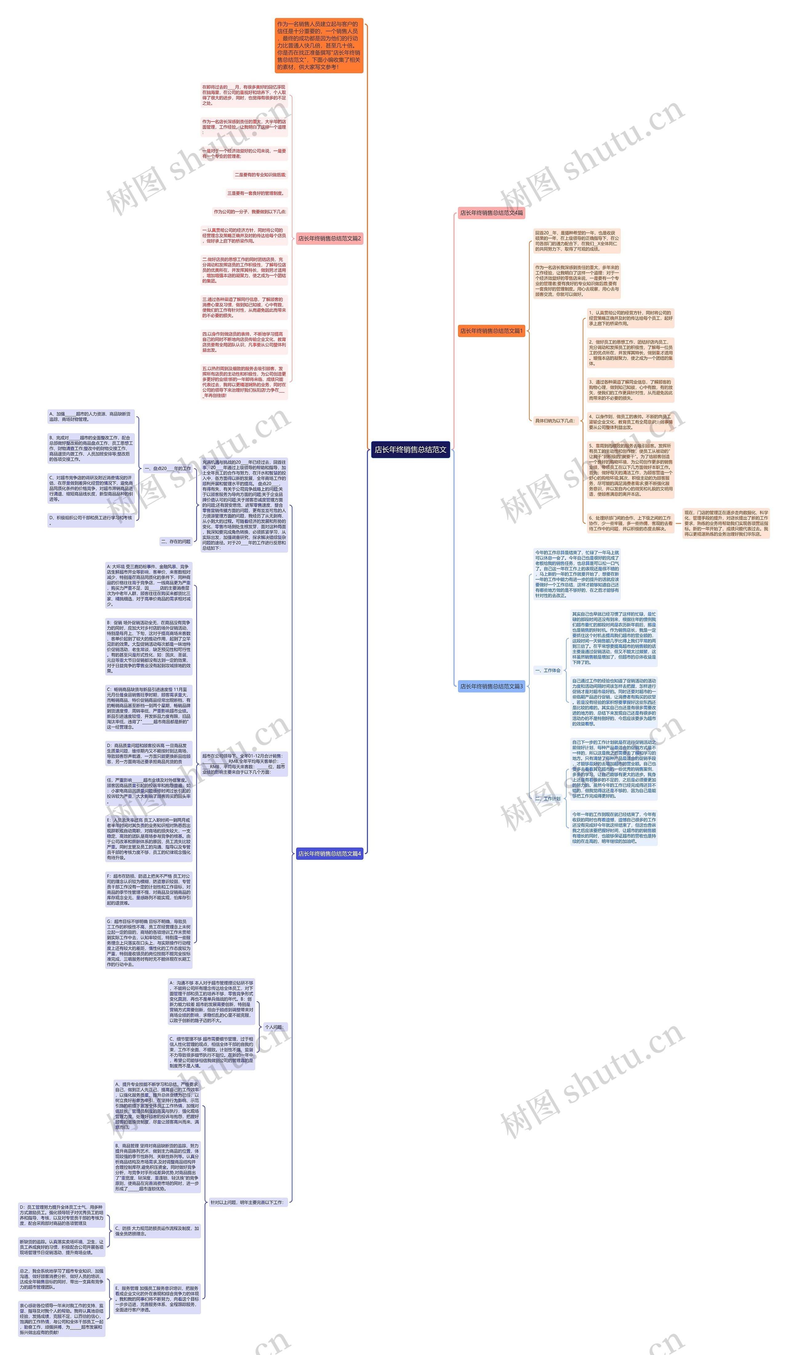 店长年终销售总结范文思维导图
