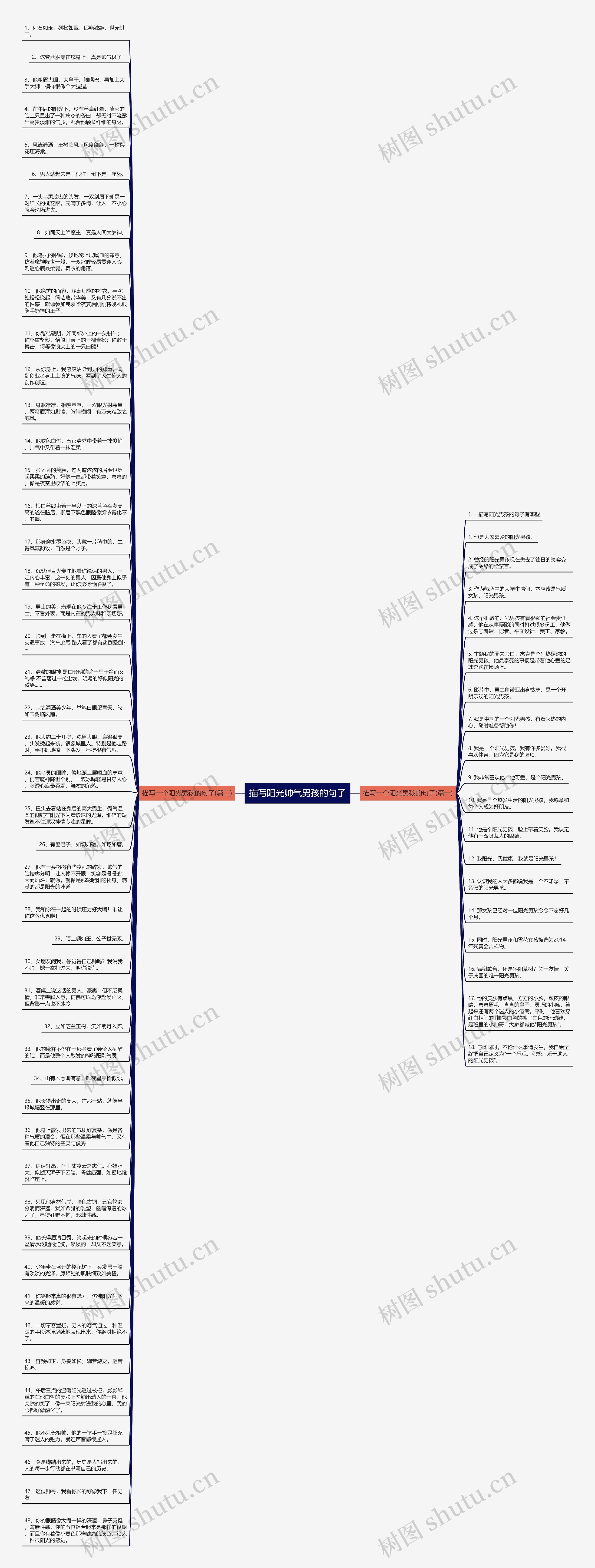 描写阳光帅气男孩的句子思维导图