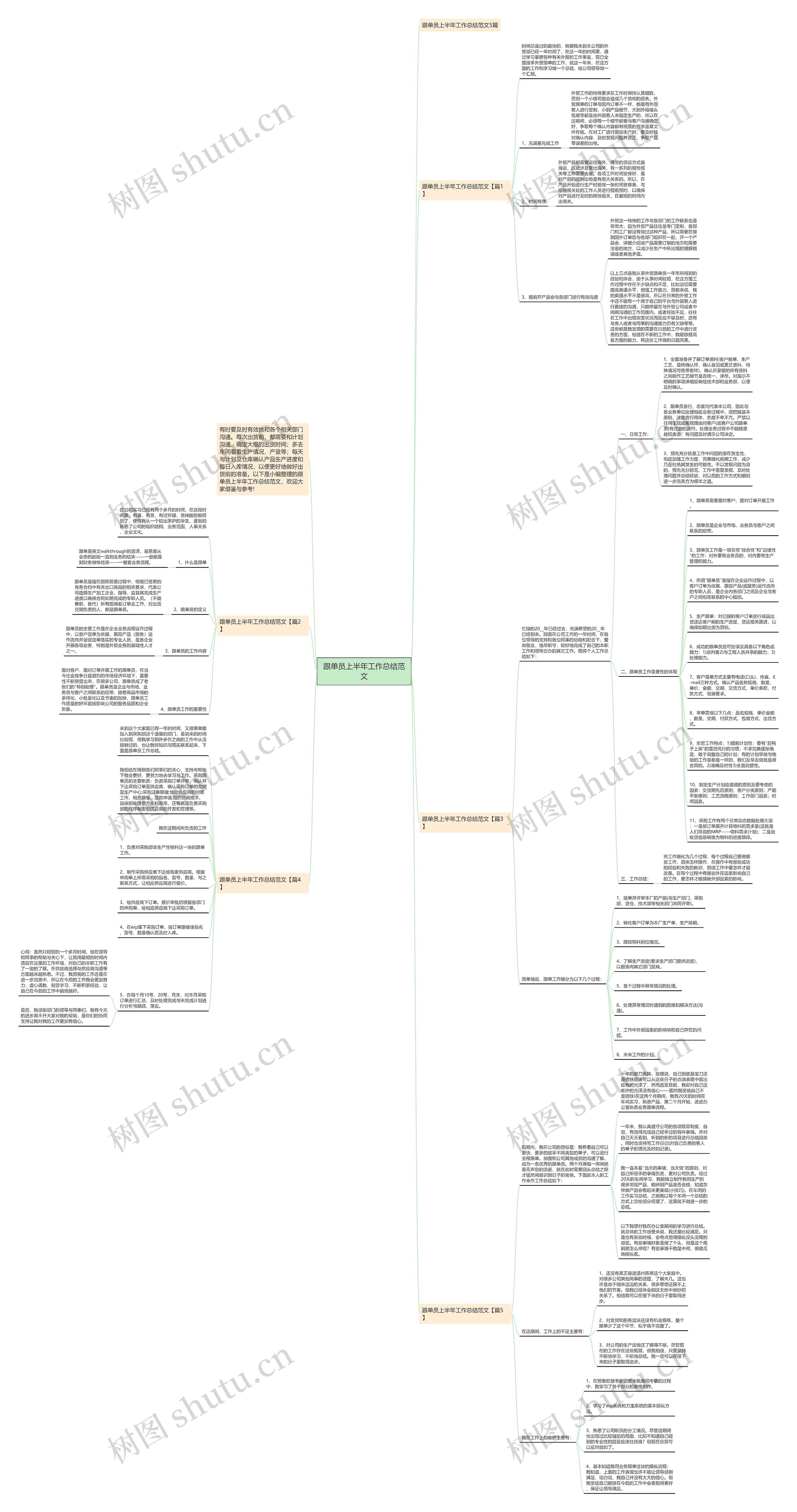跟单员上半年工作总结范文思维导图