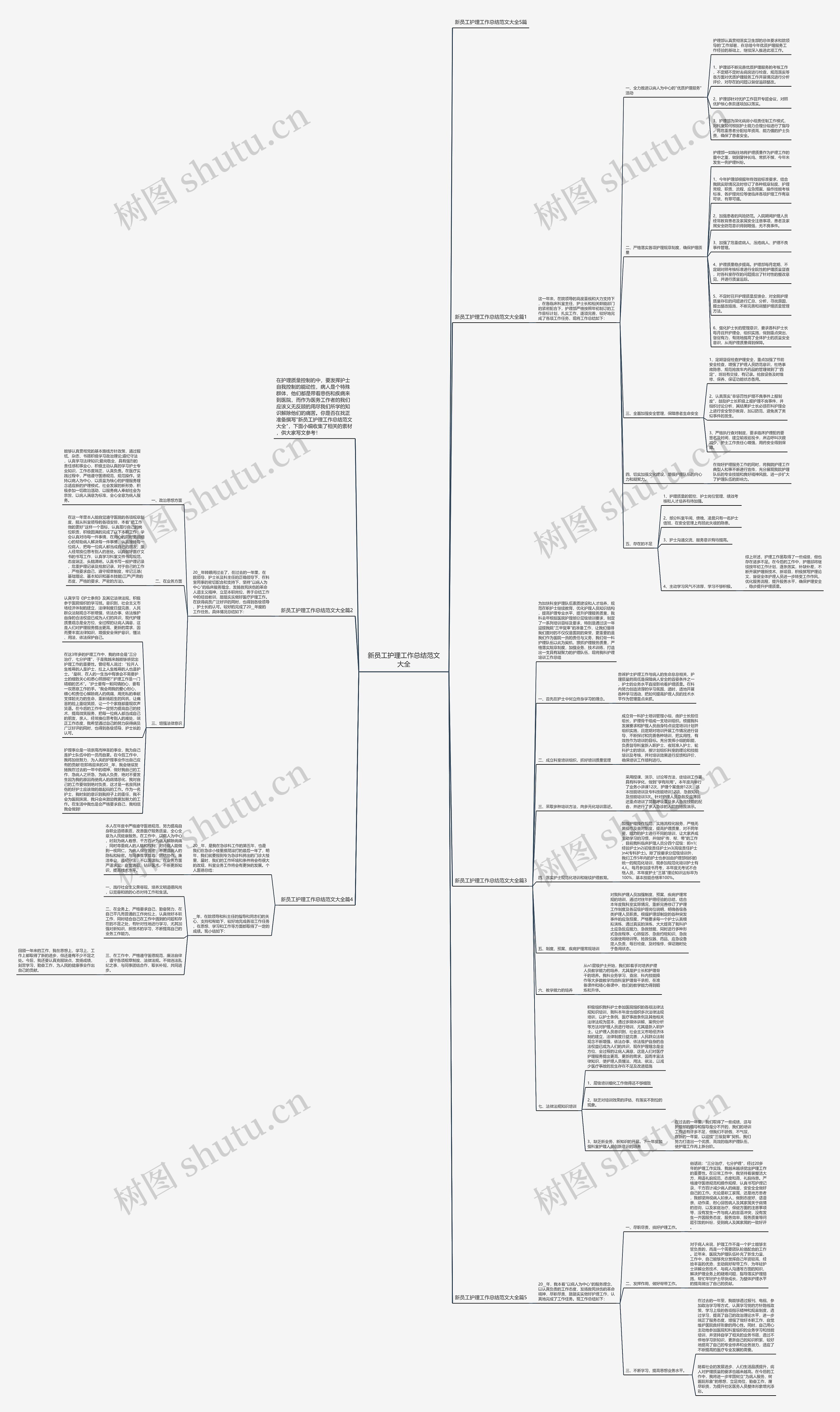 新员工护理工作总结范文大全思维导图