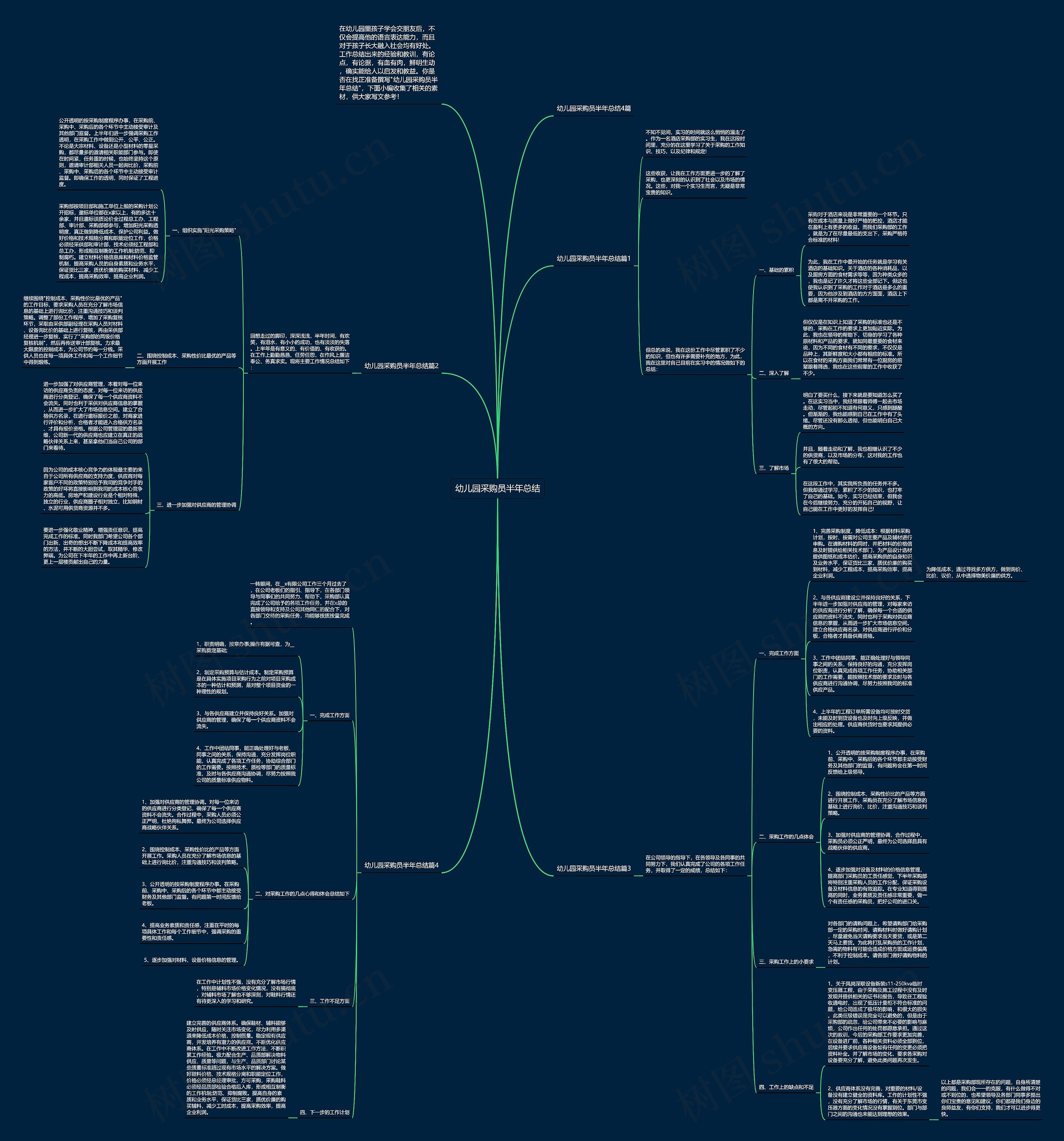 幼儿园采购员半年总结思维导图