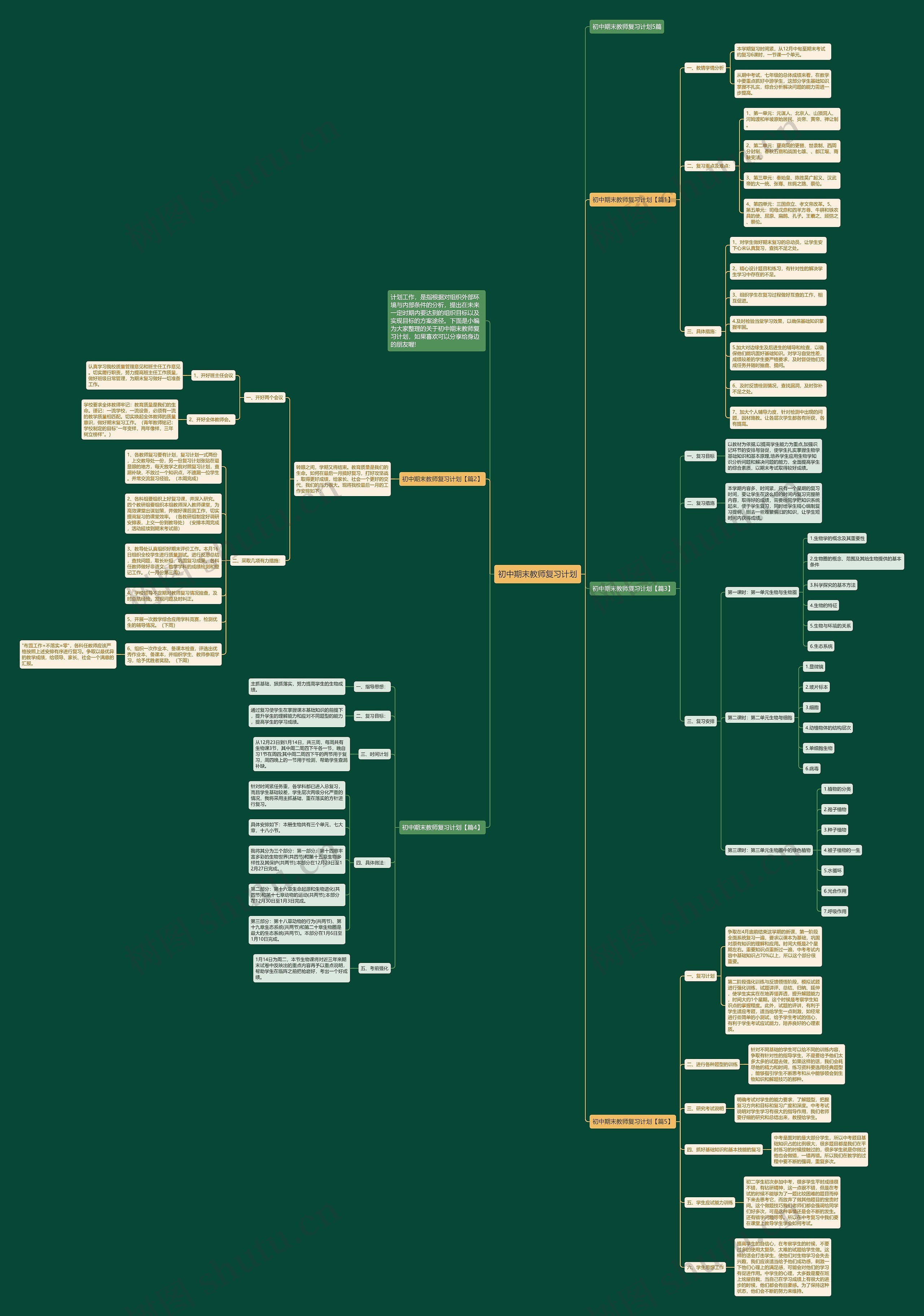 初中期末教师复习计划思维导图