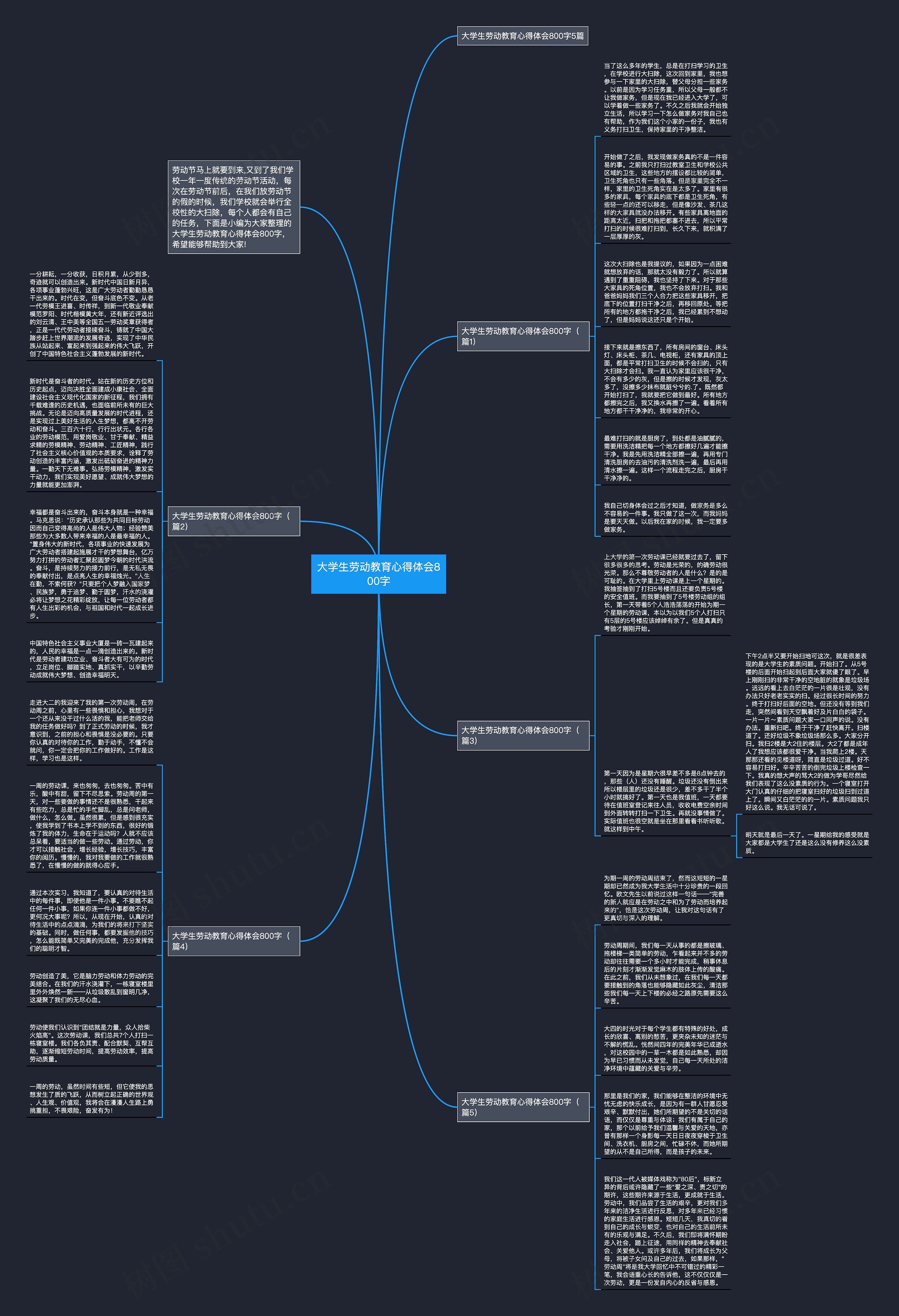 大学生劳动教育心得体会800字思维导图