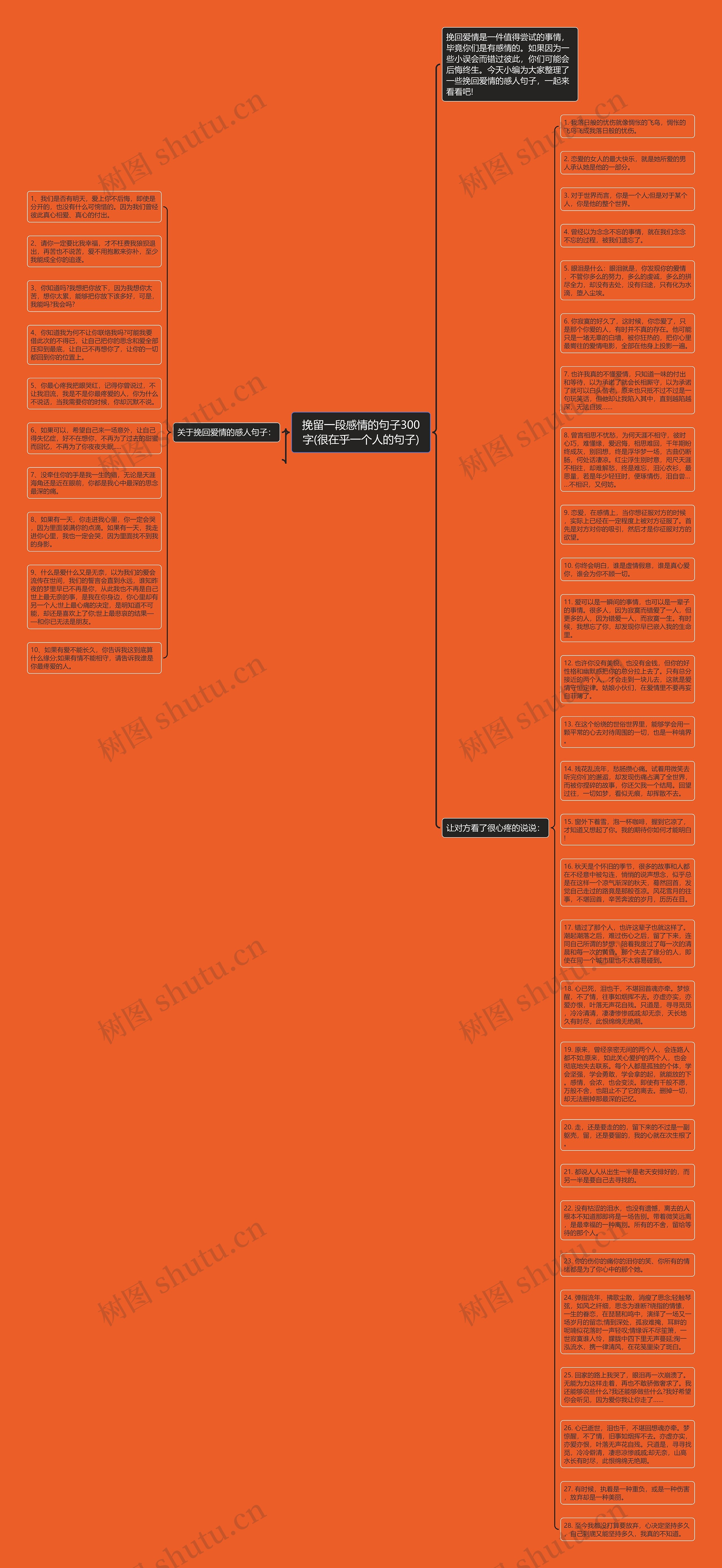 挽留一段感情的句子300字(很在乎一个人的句子)思维导图