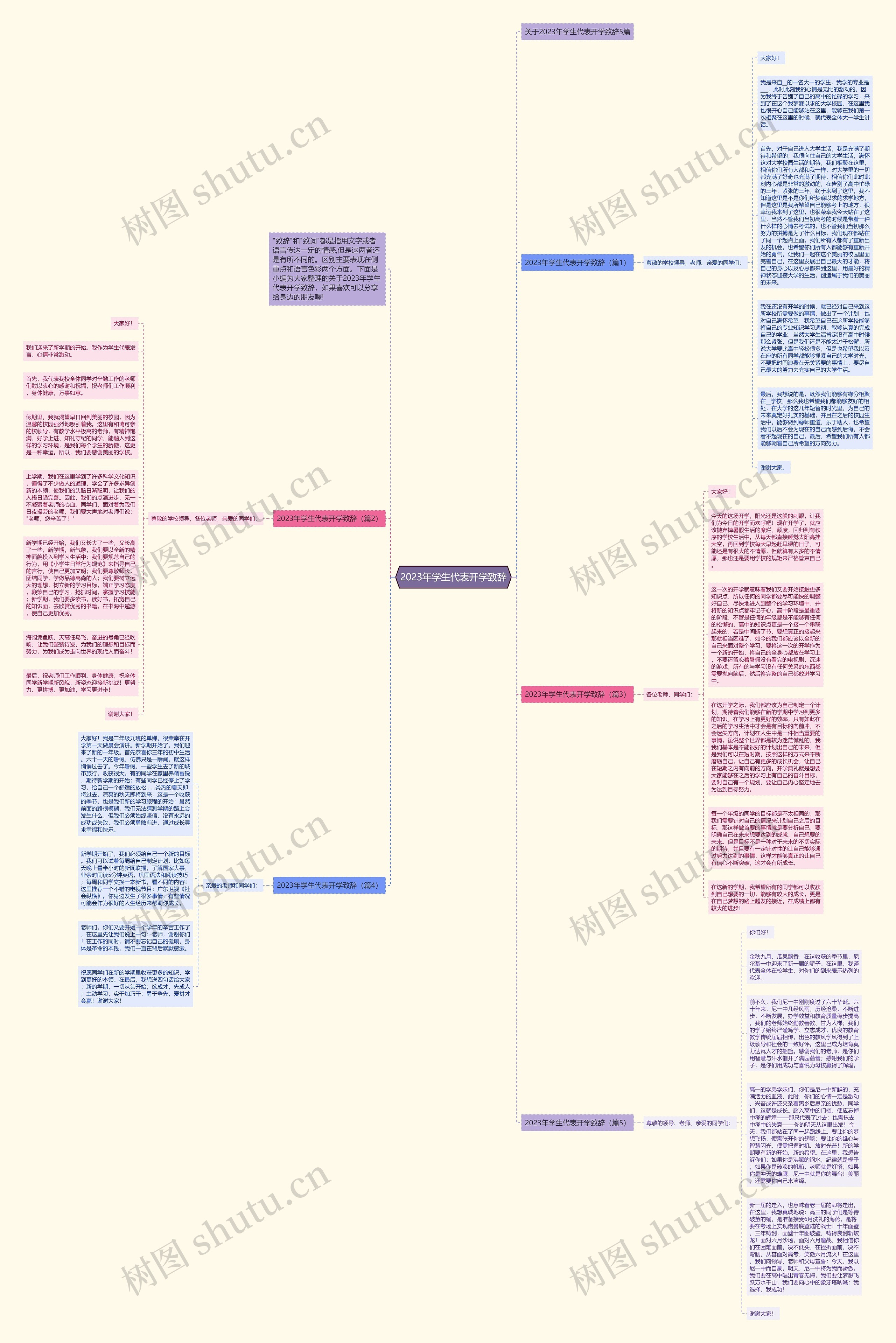 2023年学生代表开学致辞思维导图