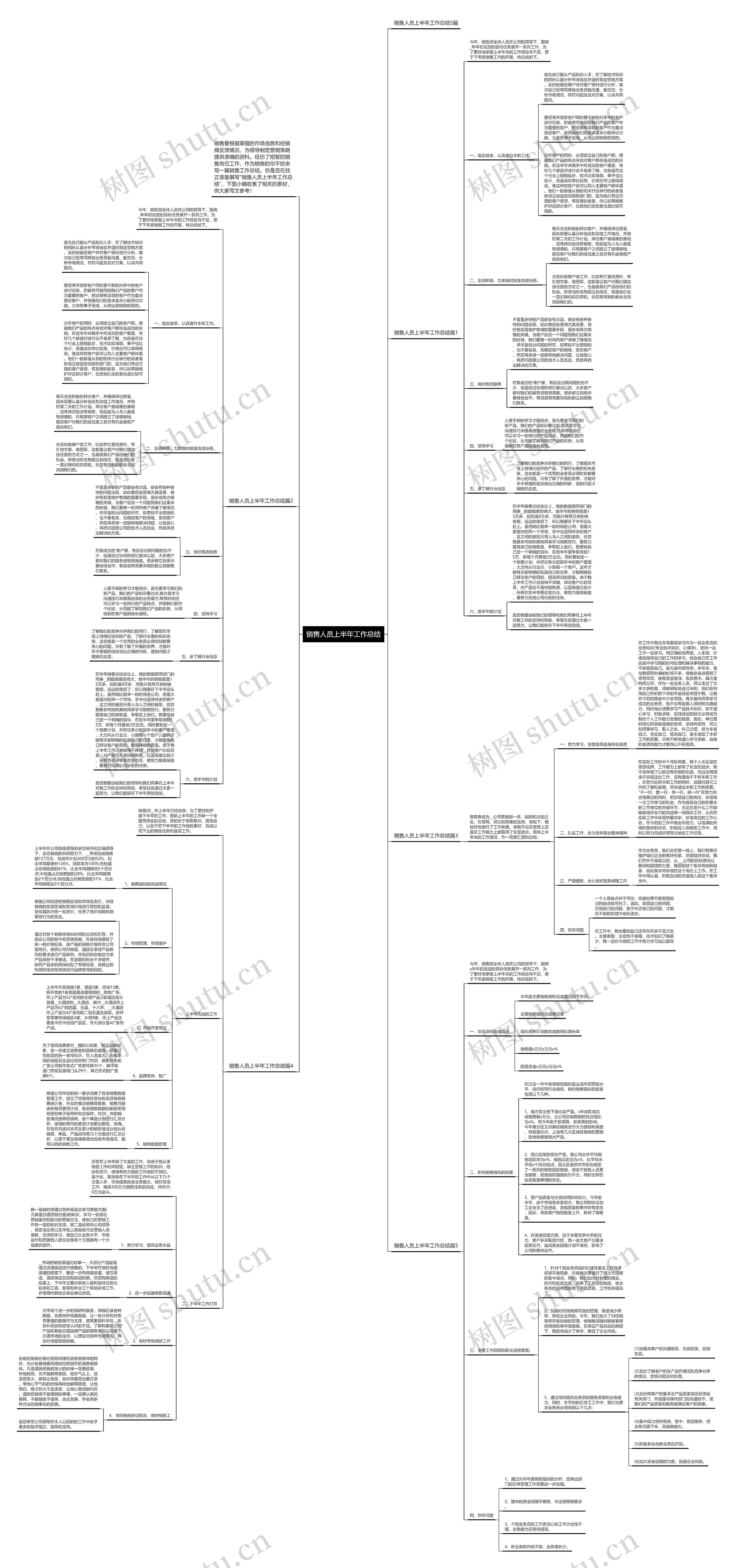 销售人员上半年工作总结思维导图