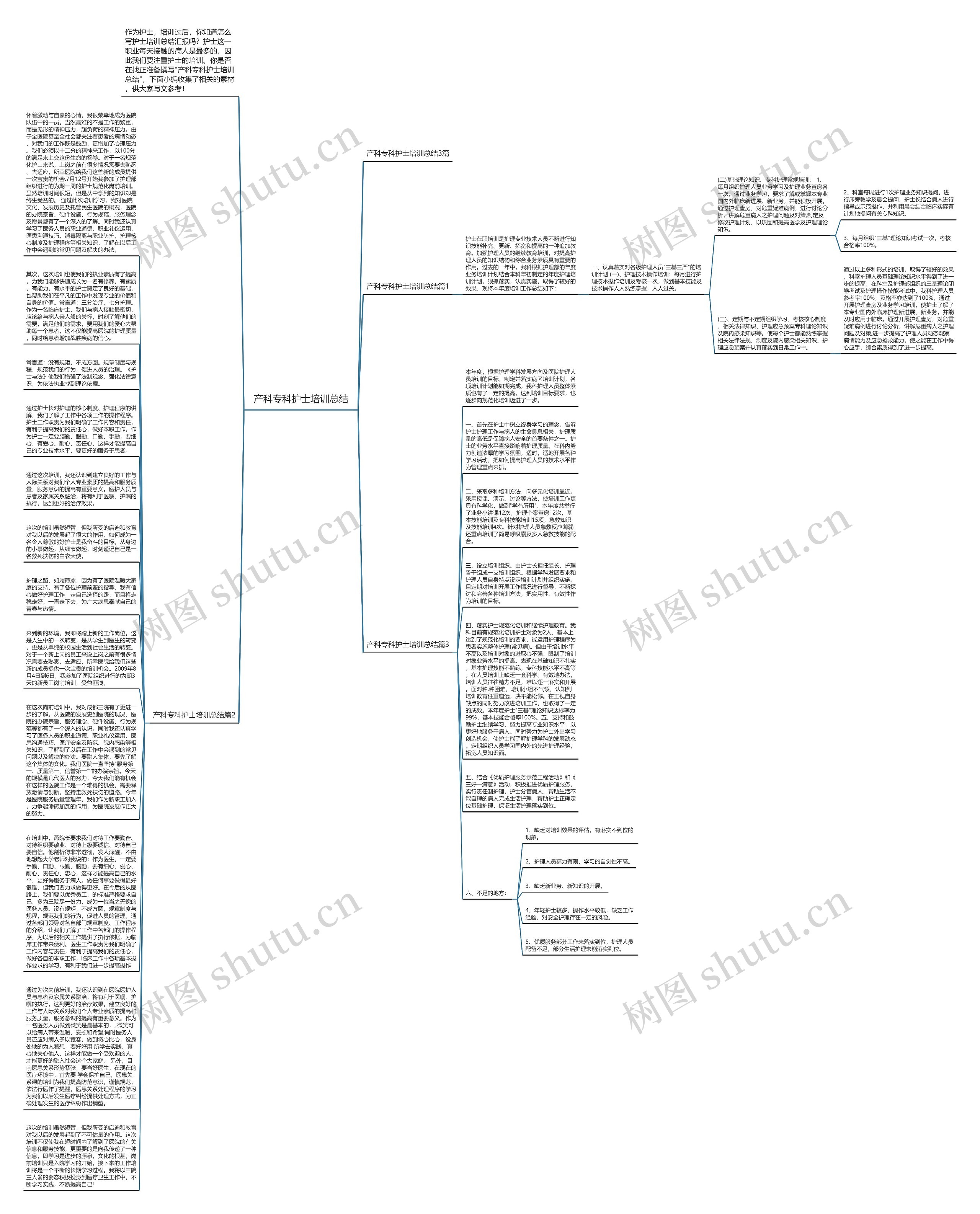 产科专科护士培训总结思维导图