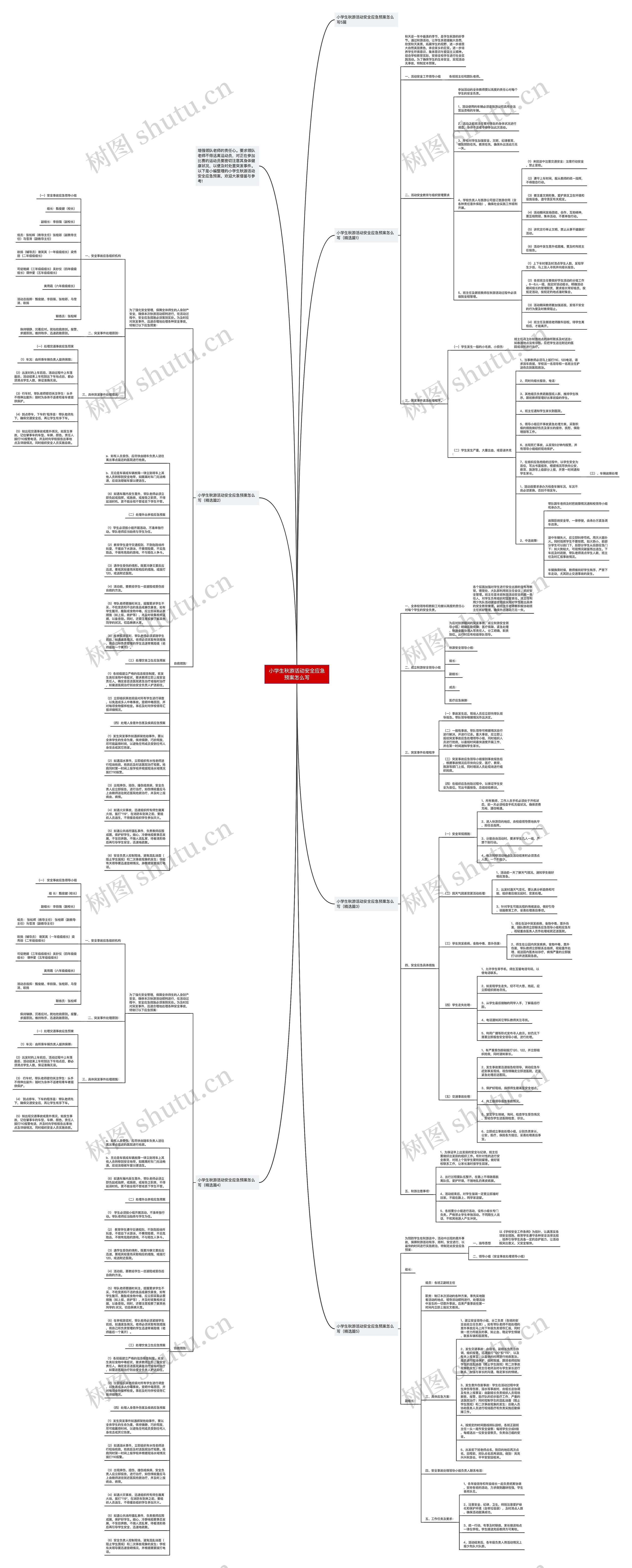 小学生秋游活动安全应急预案怎么写思维导图