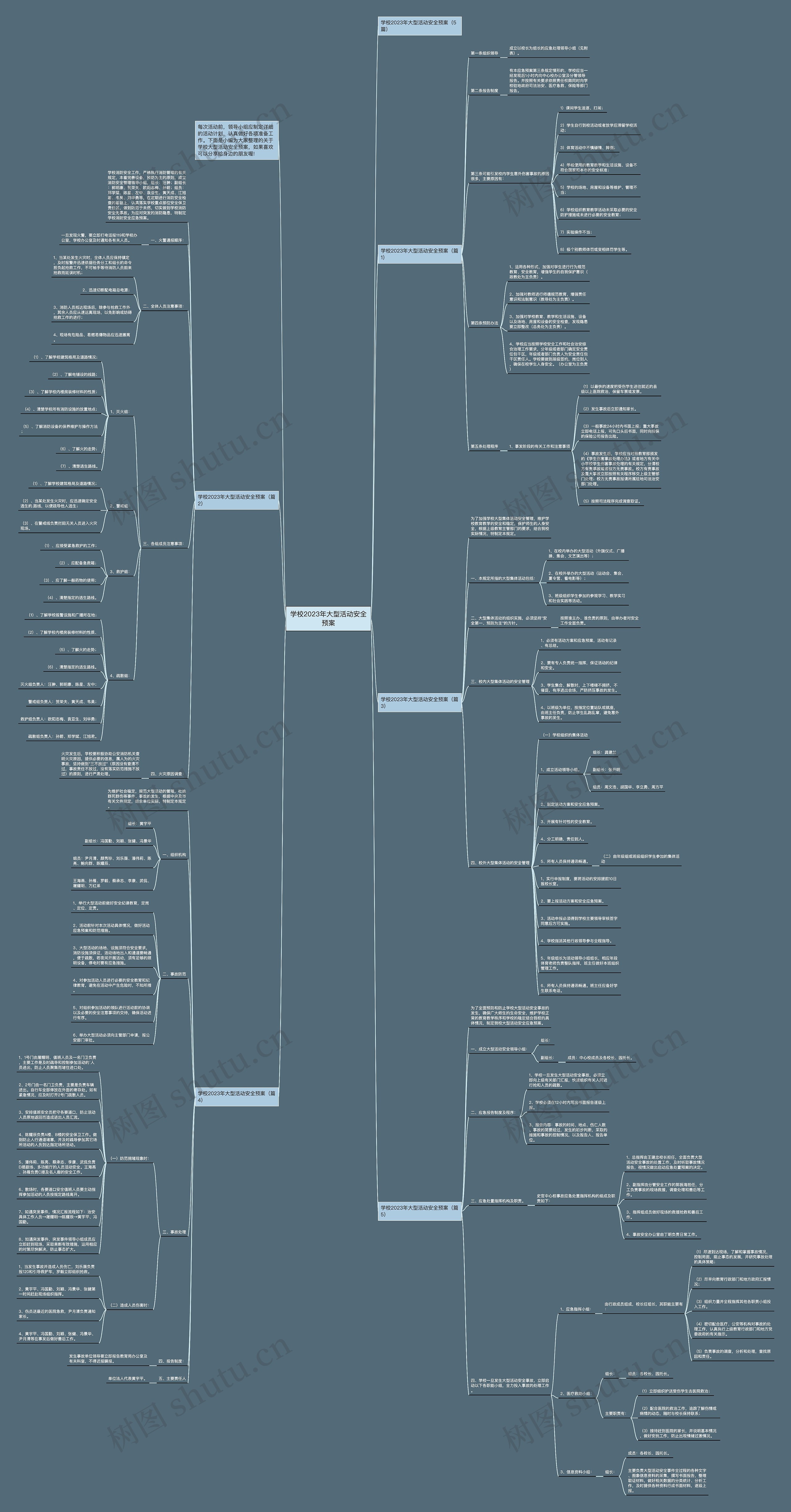 学校2023年大型活动安全预案思维导图