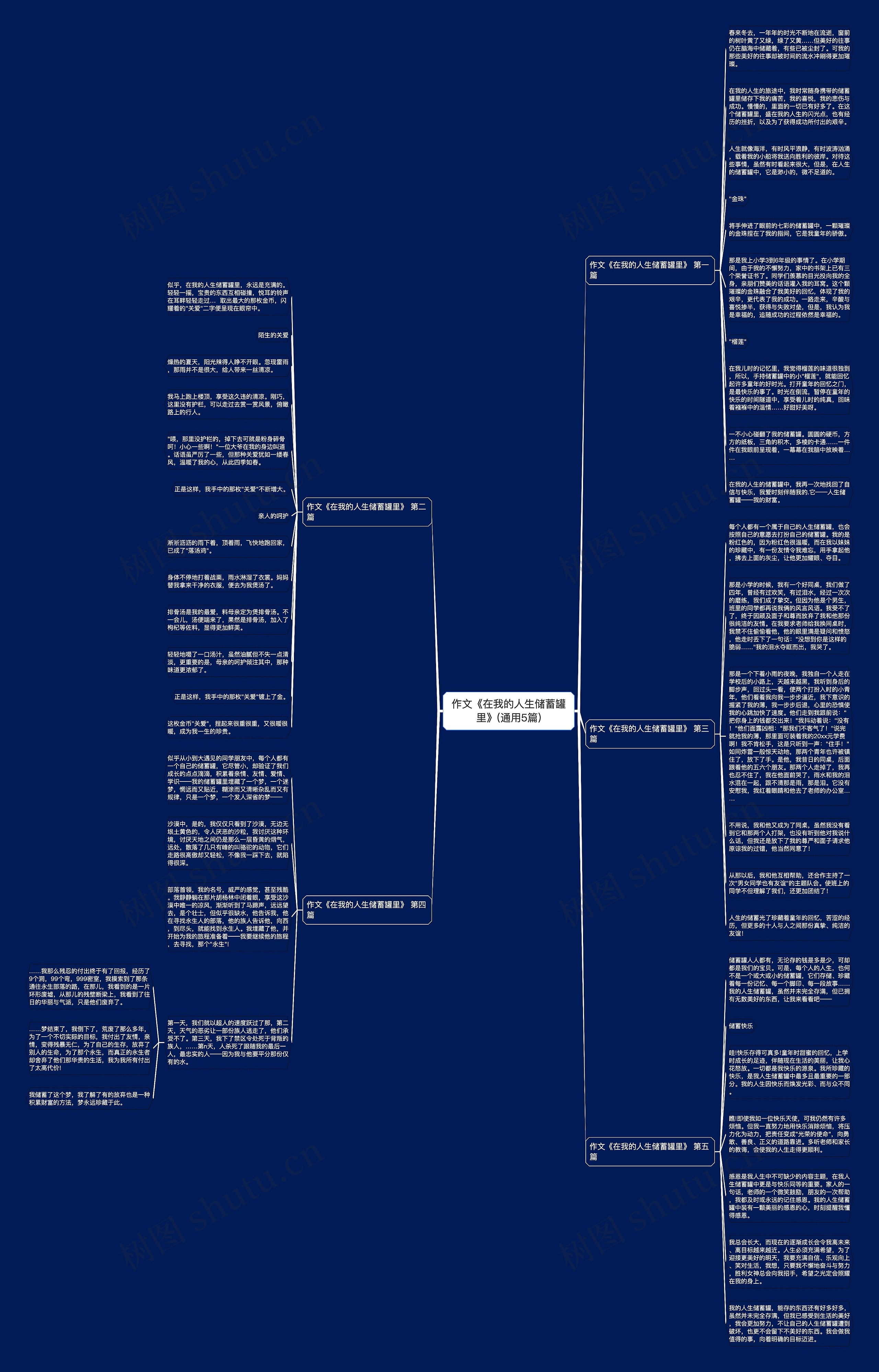 作文《在我的人生储蓄罐里》(通用5篇)思维导图