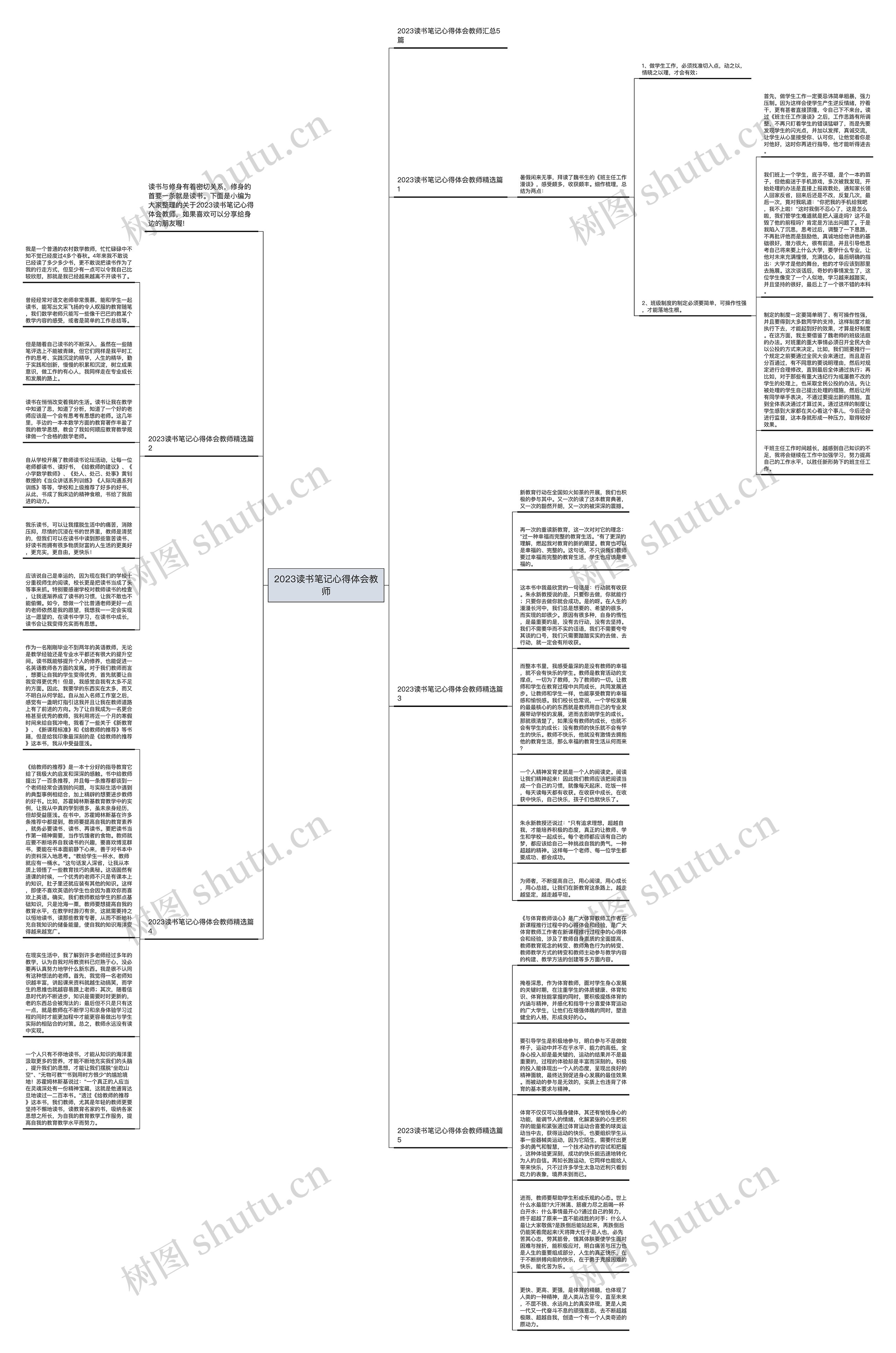 2023读书笔记心得体会教师思维导图