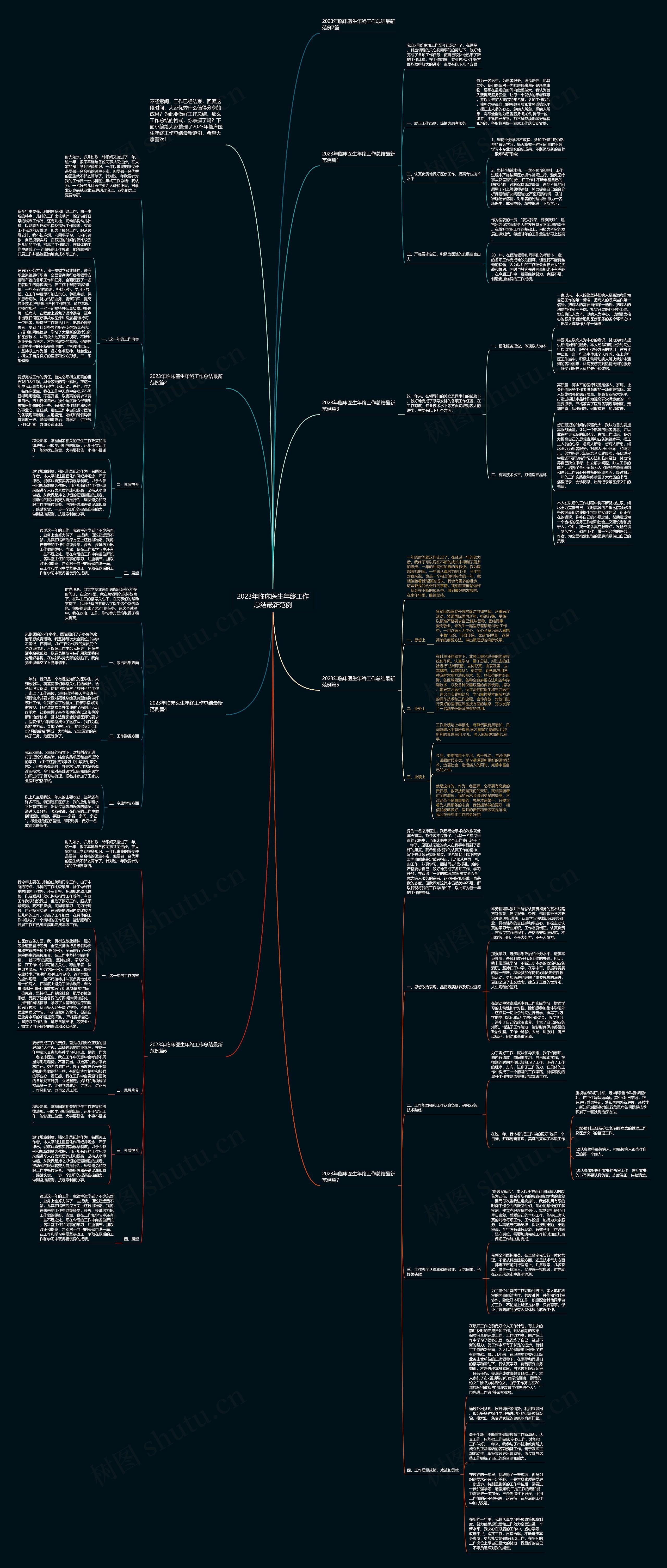 2023年临床医生年终工作总结最新范例思维导图