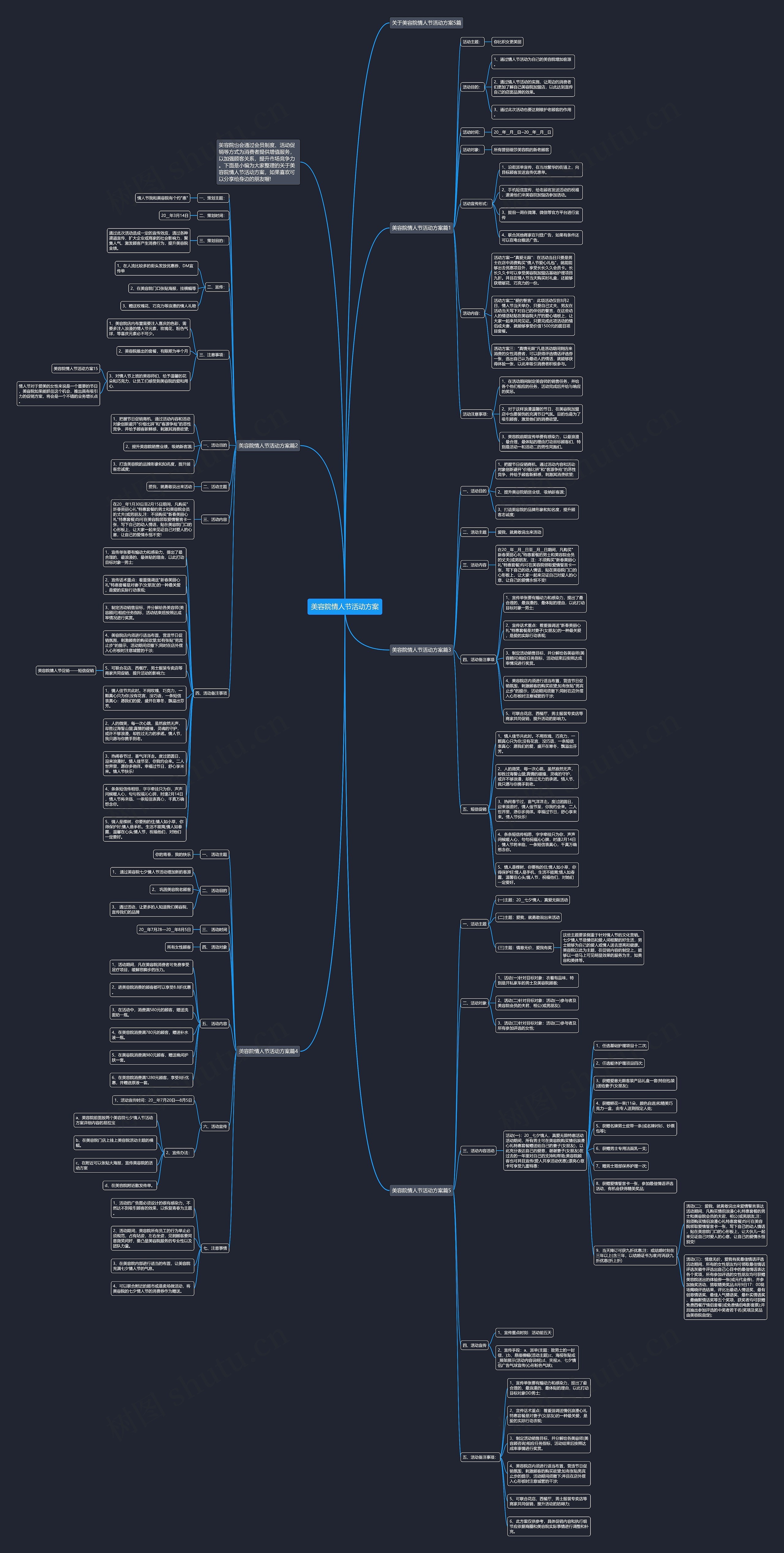 美容院情人节活动方案思维导图