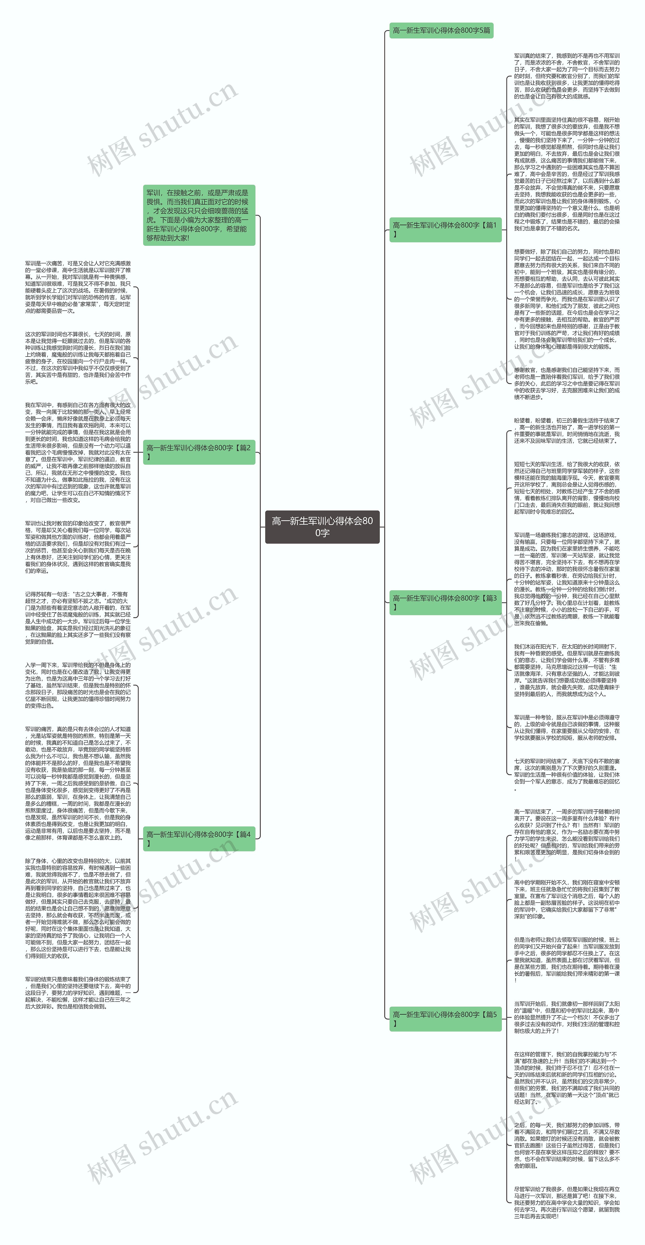 高一新生军训心得体会800字思维导图