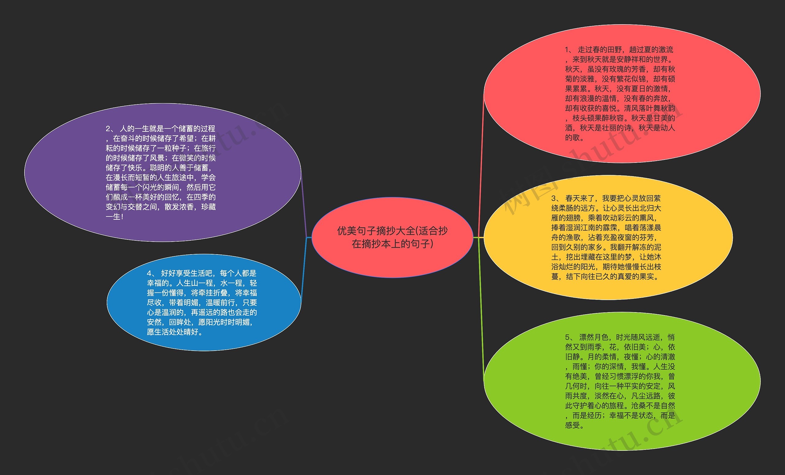 优美句子摘抄大全(适合抄在摘抄本上的句子)思维导图