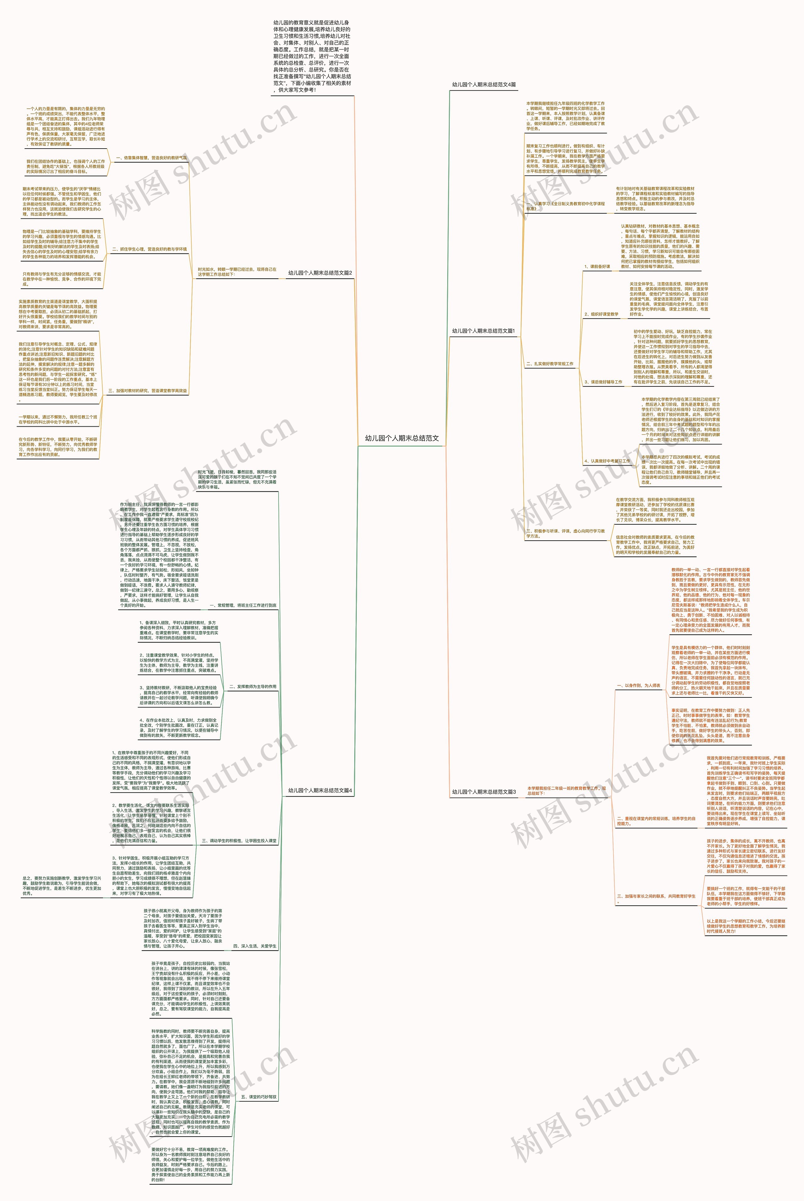 幼儿园个人期末总结范文思维导图