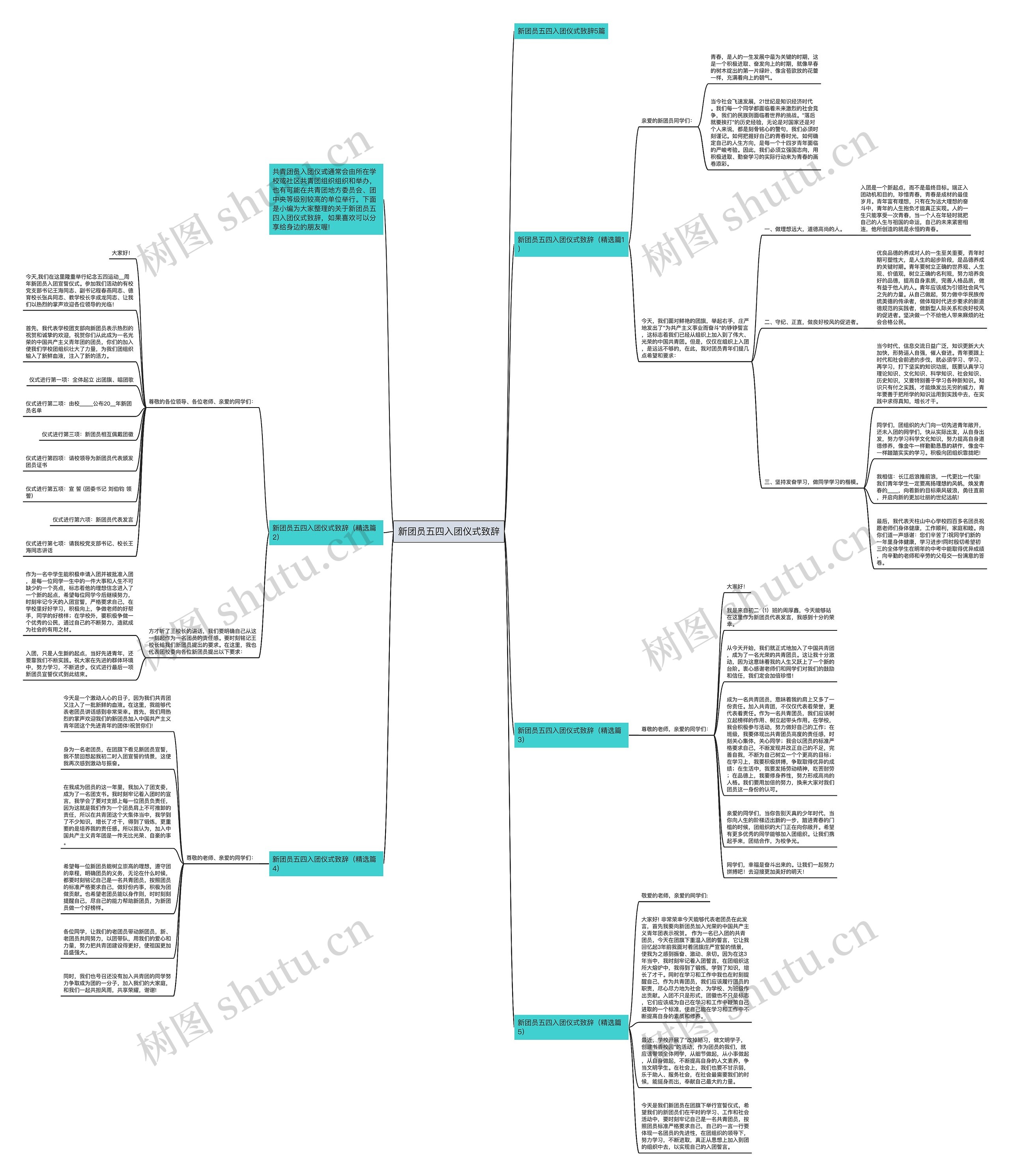 新团员五四入团仪式致辞思维导图