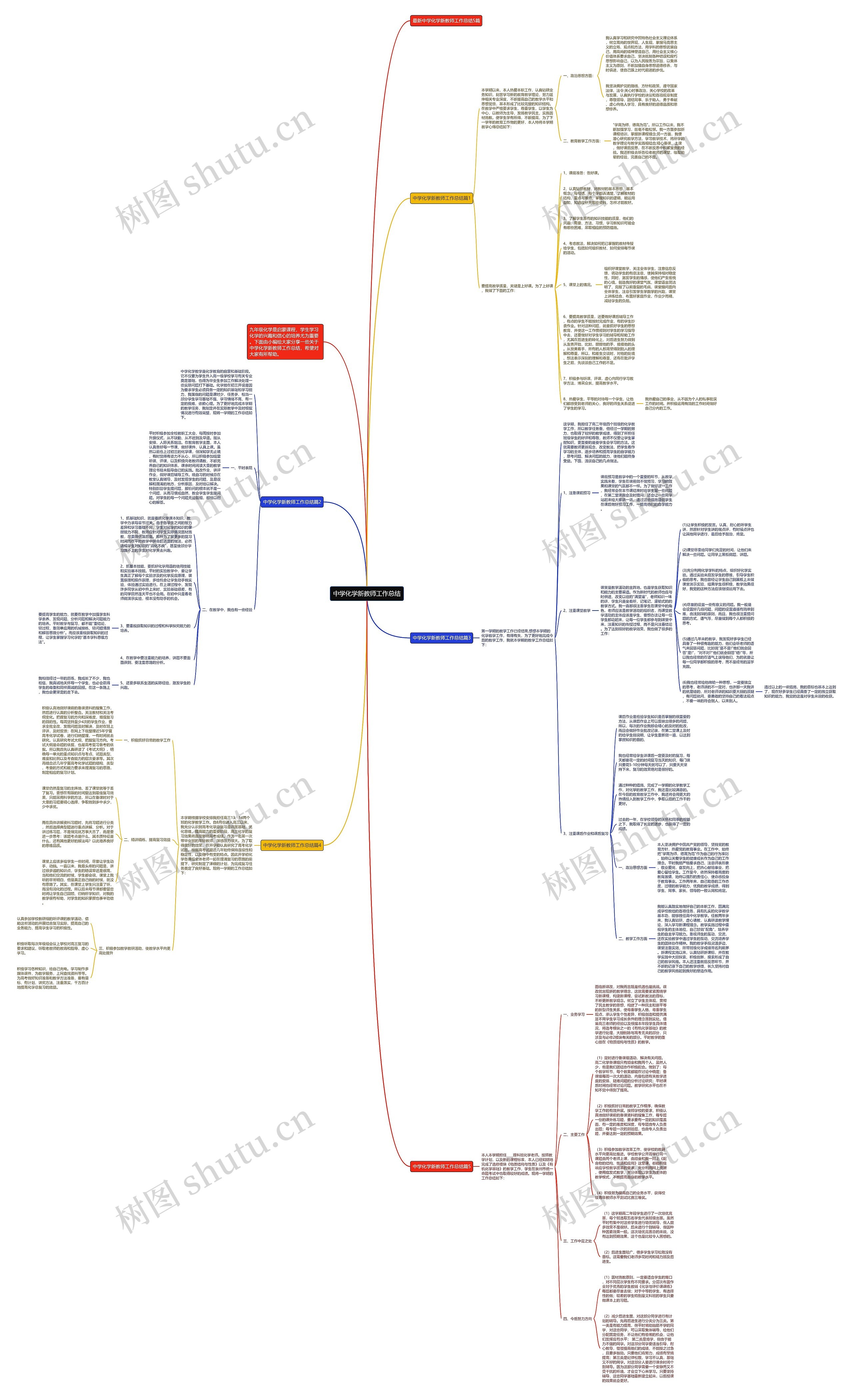 中学化学新教师工作总结思维导图