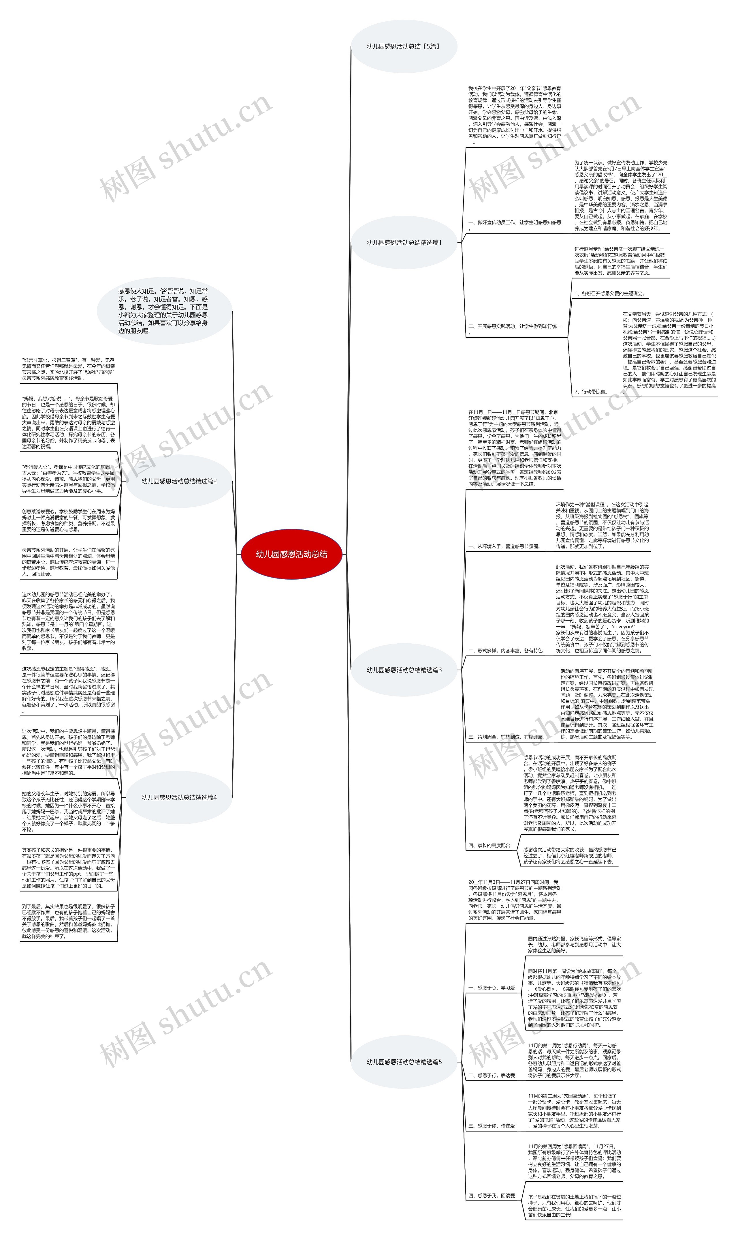 幼儿园感恩活动总结思维导图