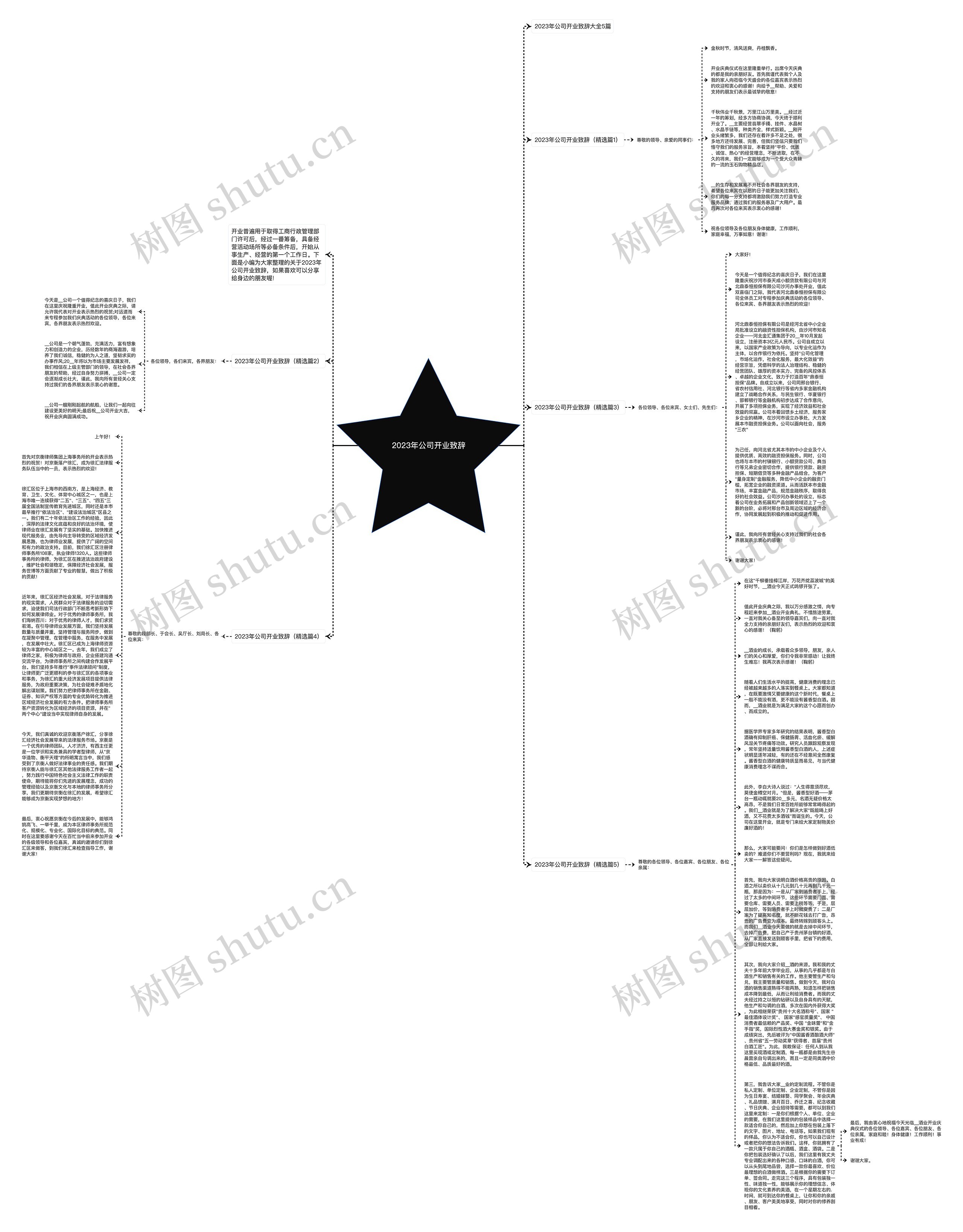 2023年公司开业致辞思维导图