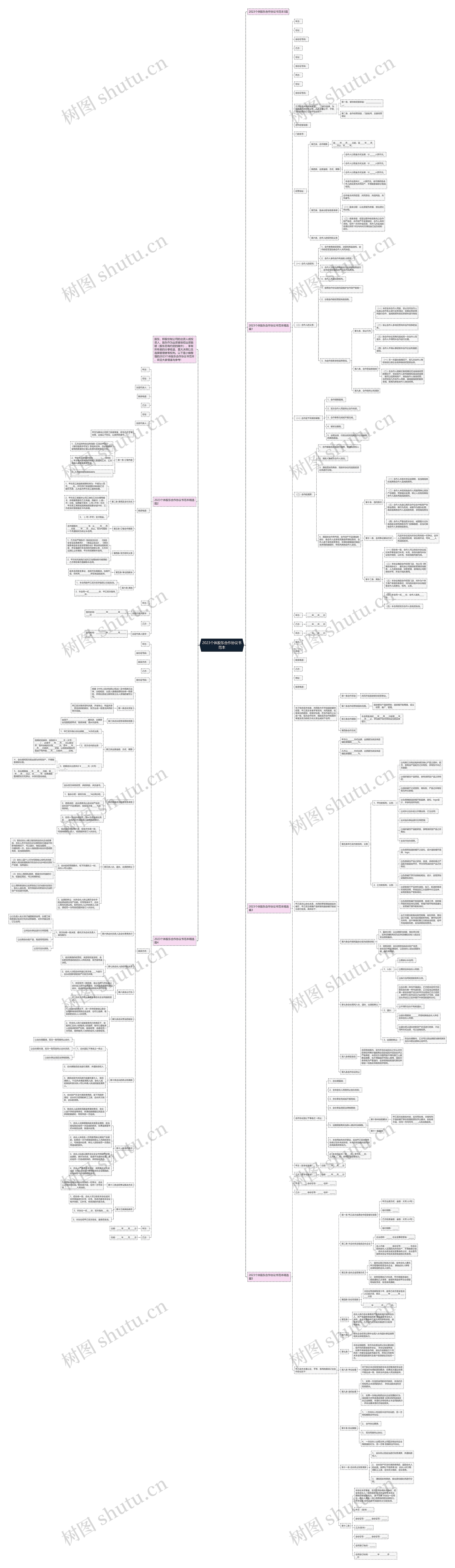 2023个体股东合作协议书范本思维导图