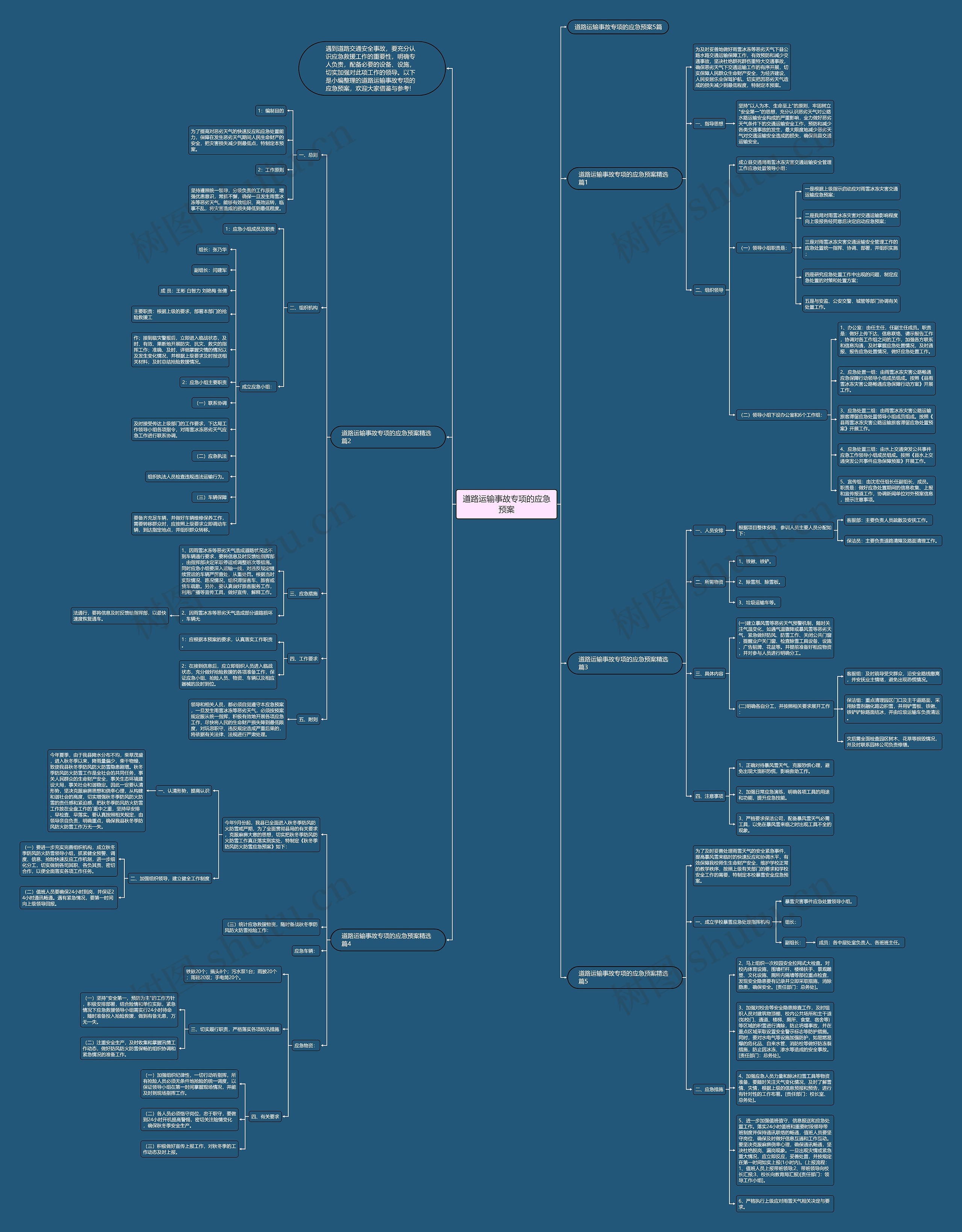 道路运输事故专项的应急预案思维导图
