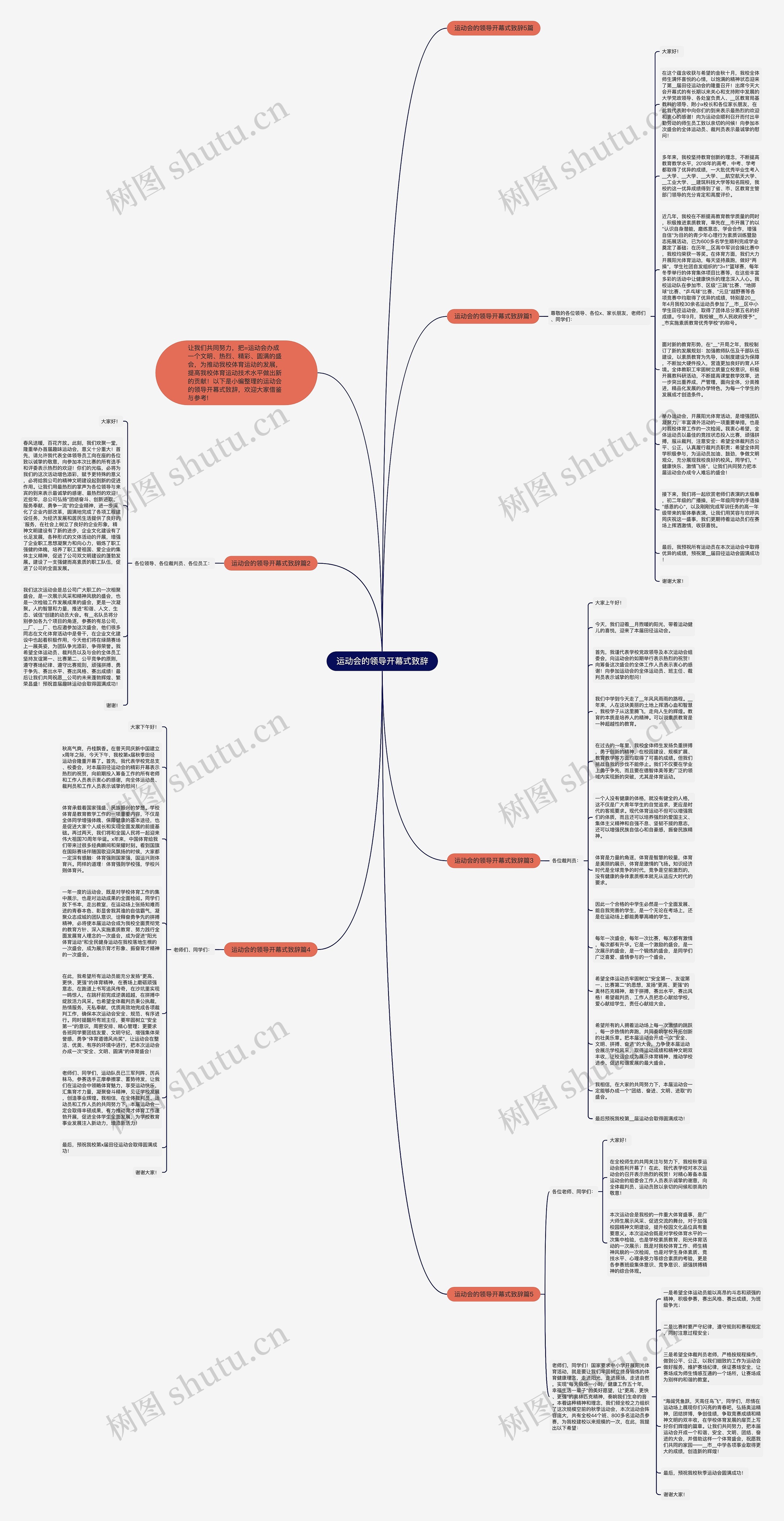 运动会的领导开幕式致辞思维导图