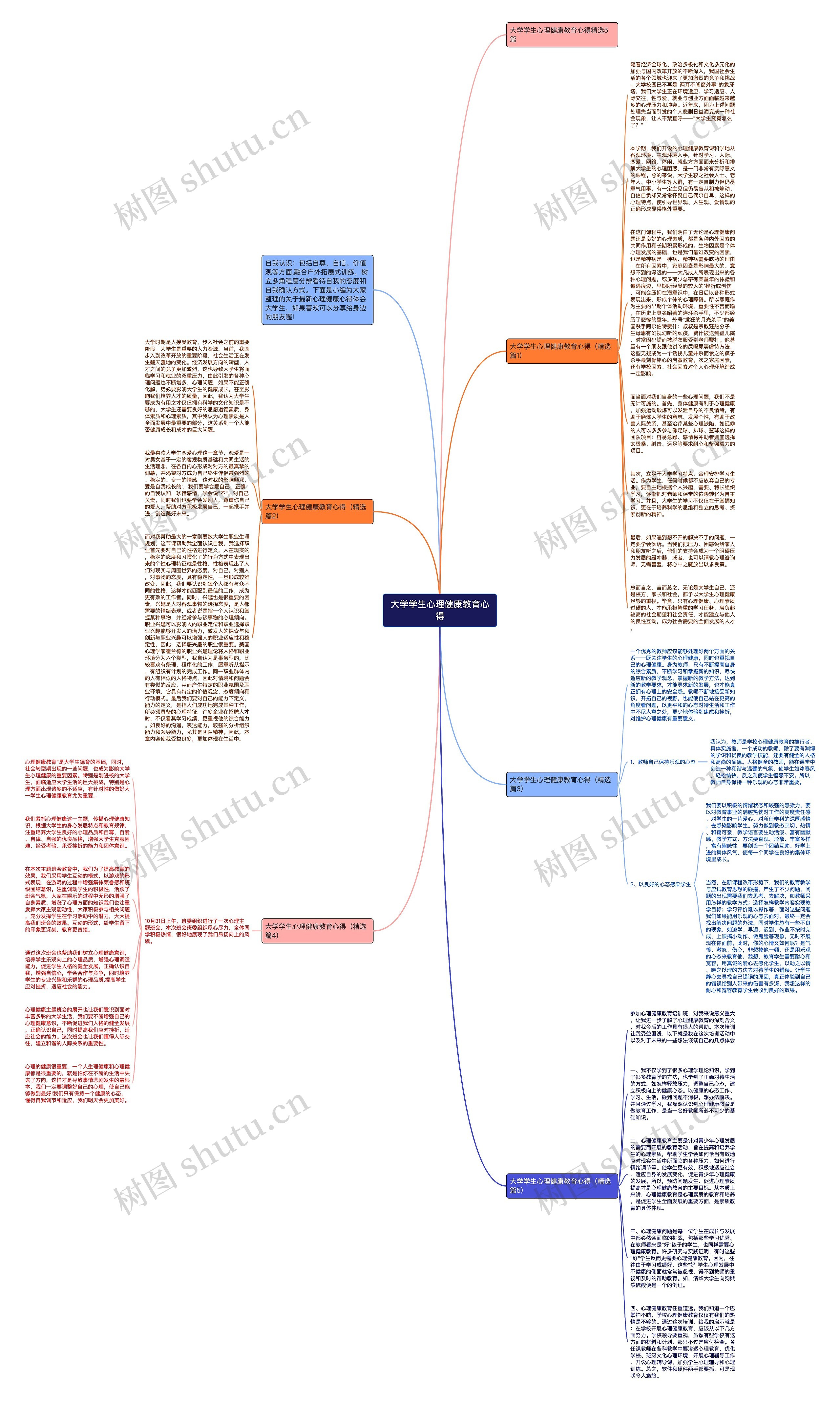 大学学生心理健康教育心得思维导图