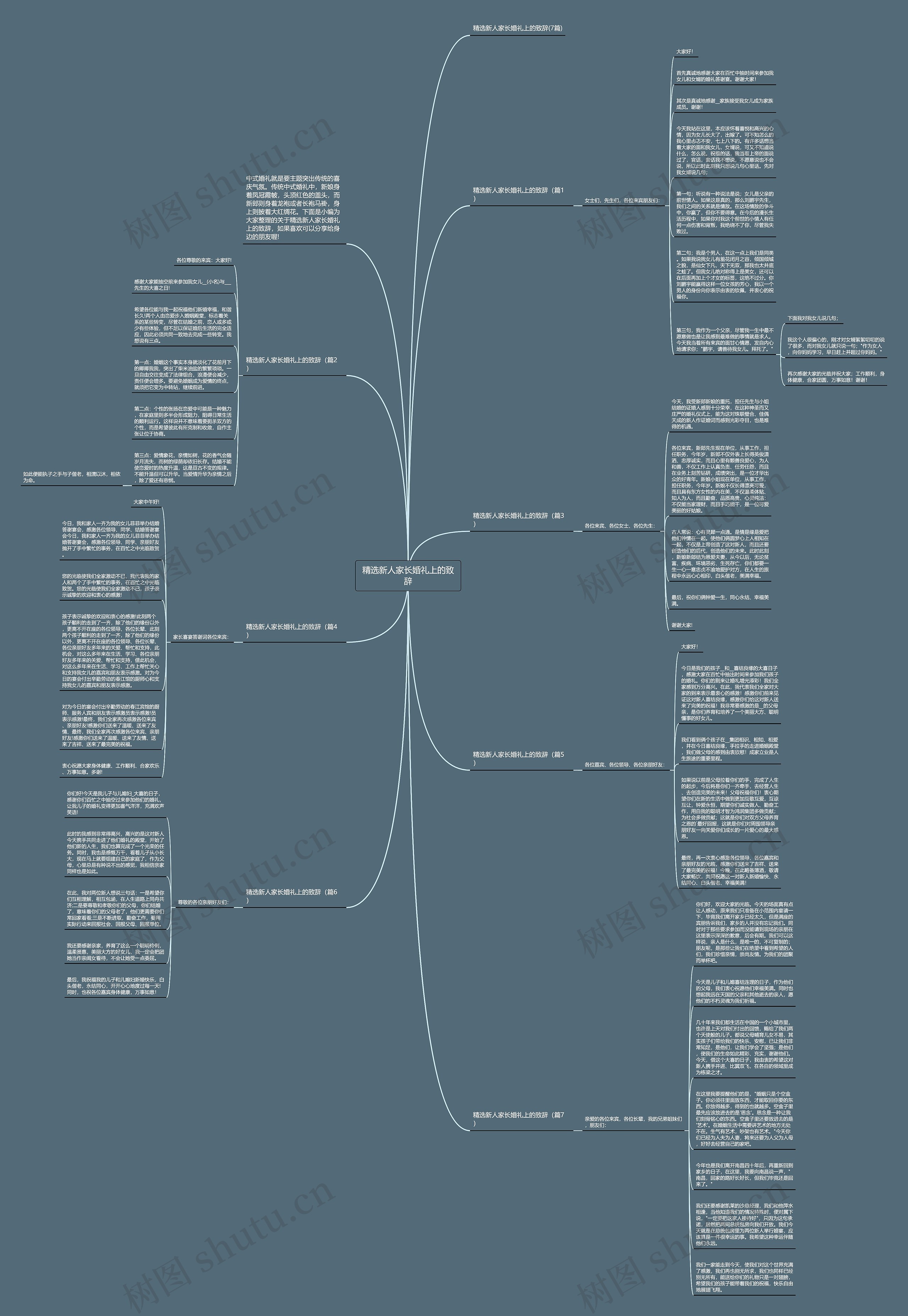 精选新人家长婚礼上的致辞思维导图