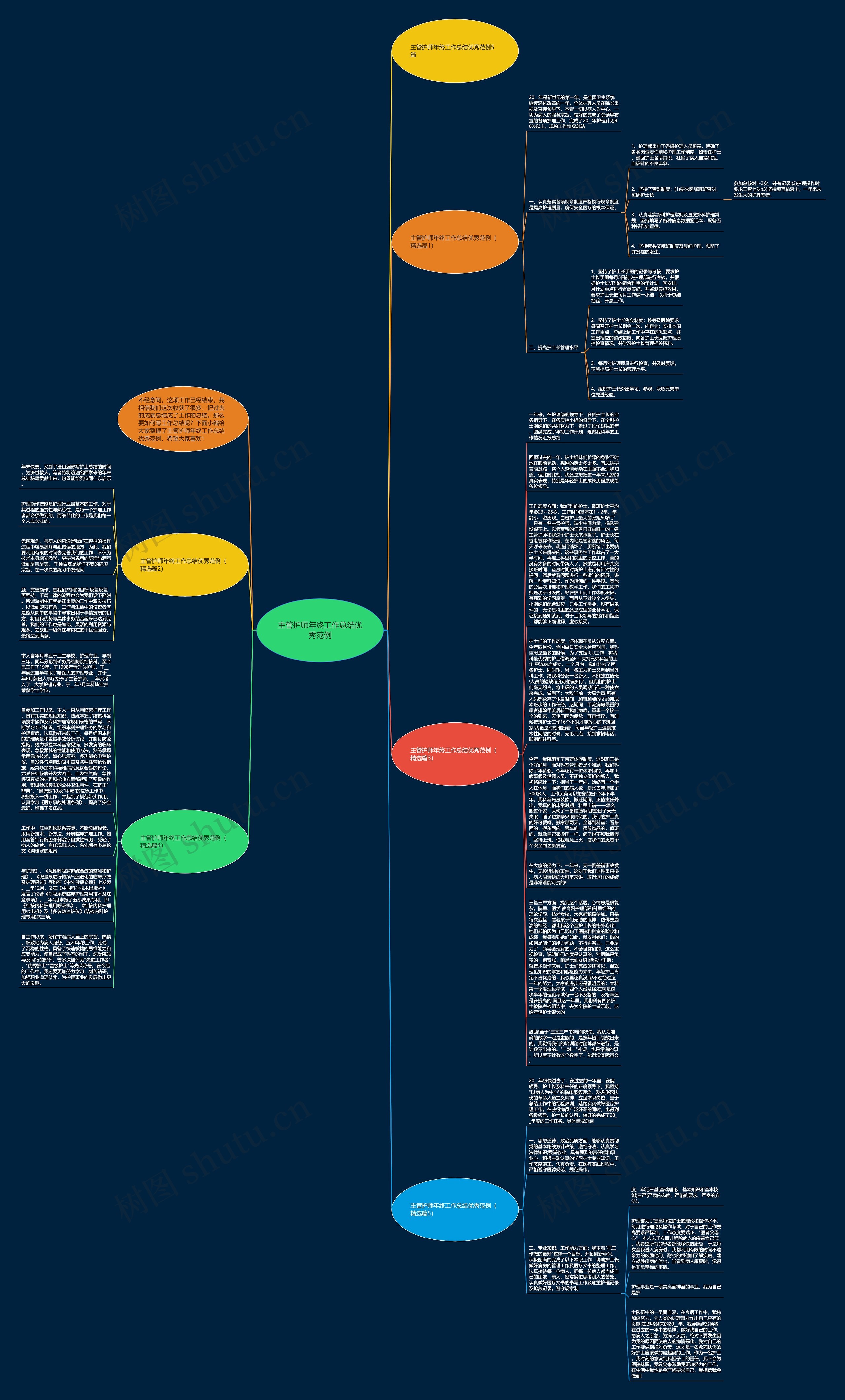 主管护师年终工作总结优秀范例思维导图