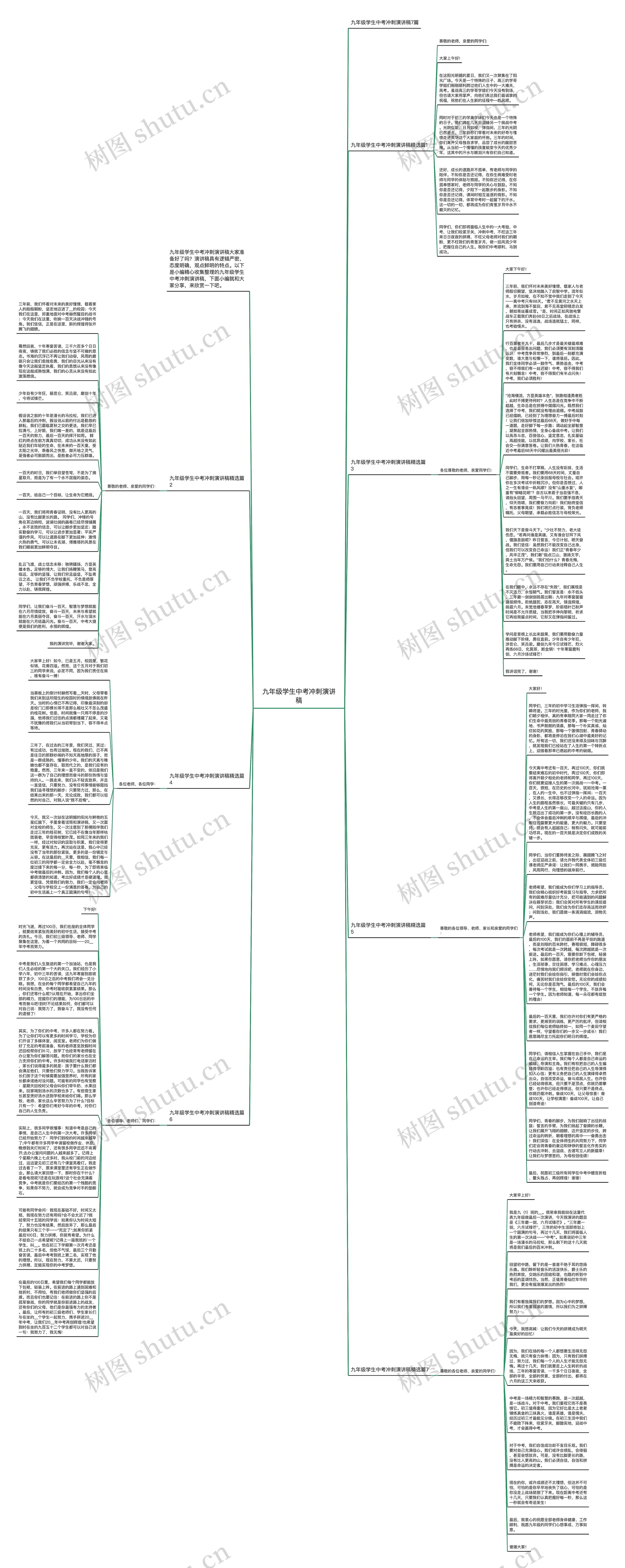 九年级学生中考冲刺演讲稿思维导图