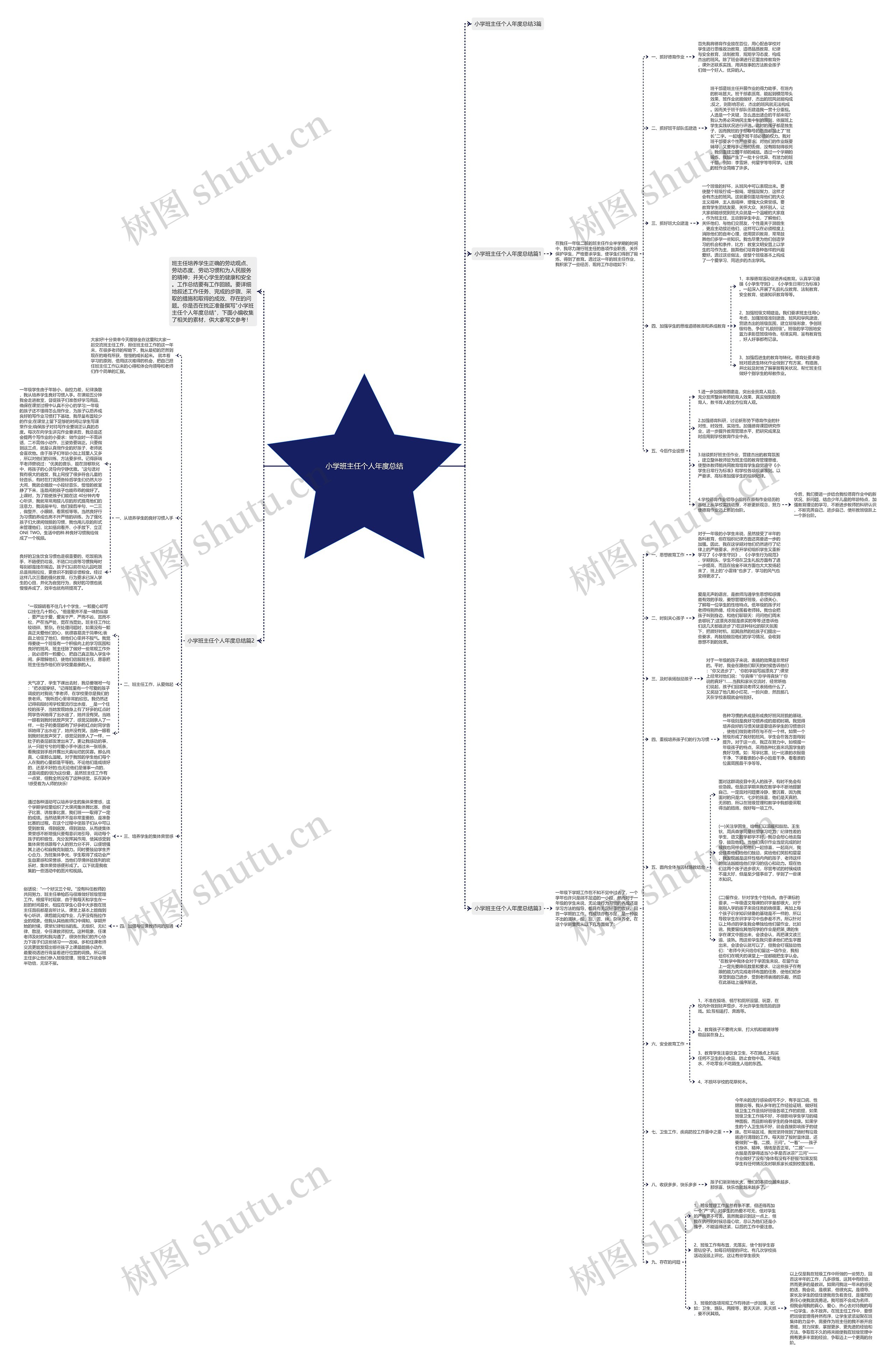 小学班主任个人年度总结思维导图